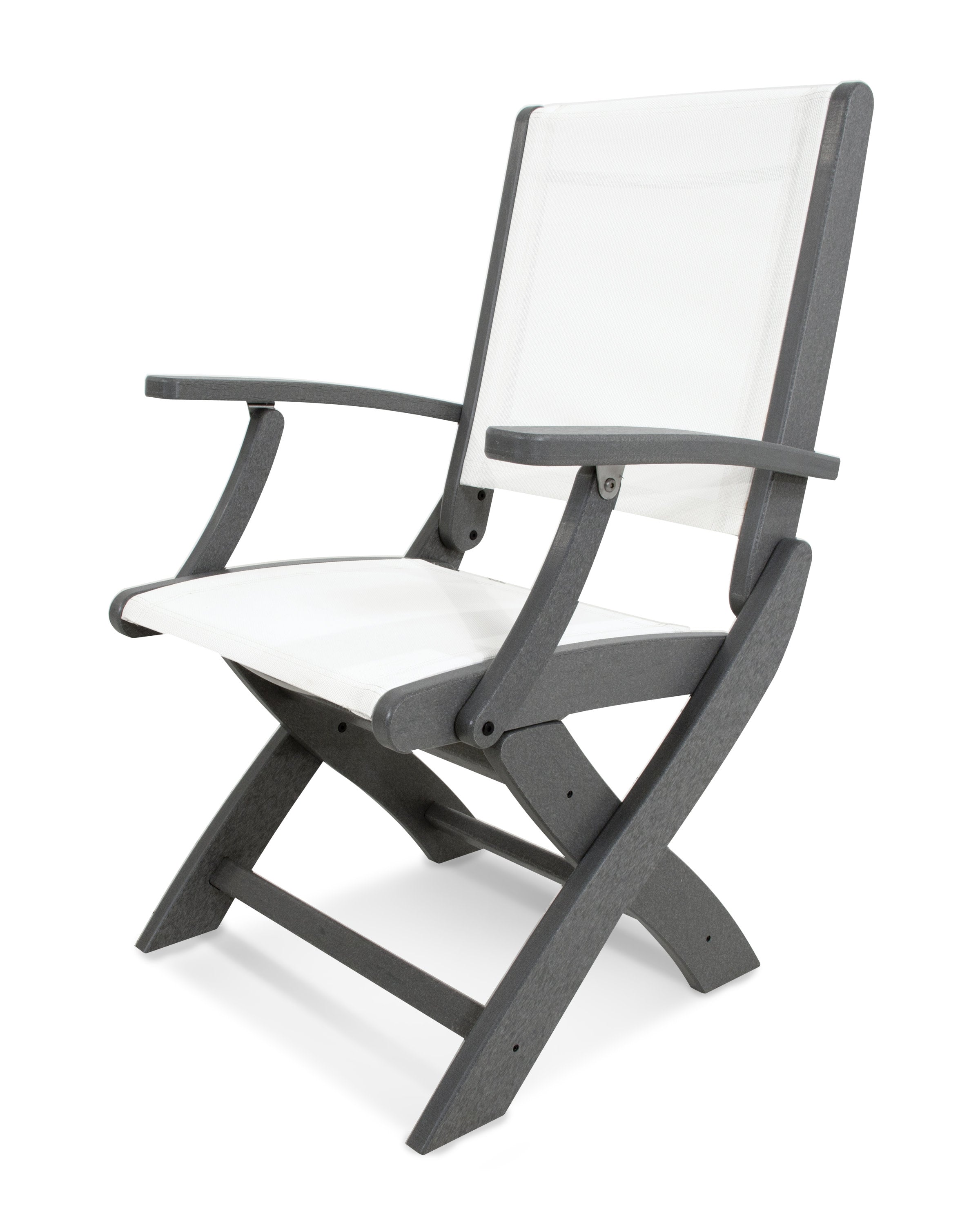 Coastal Folding Chair in Slate Grey / White Sling