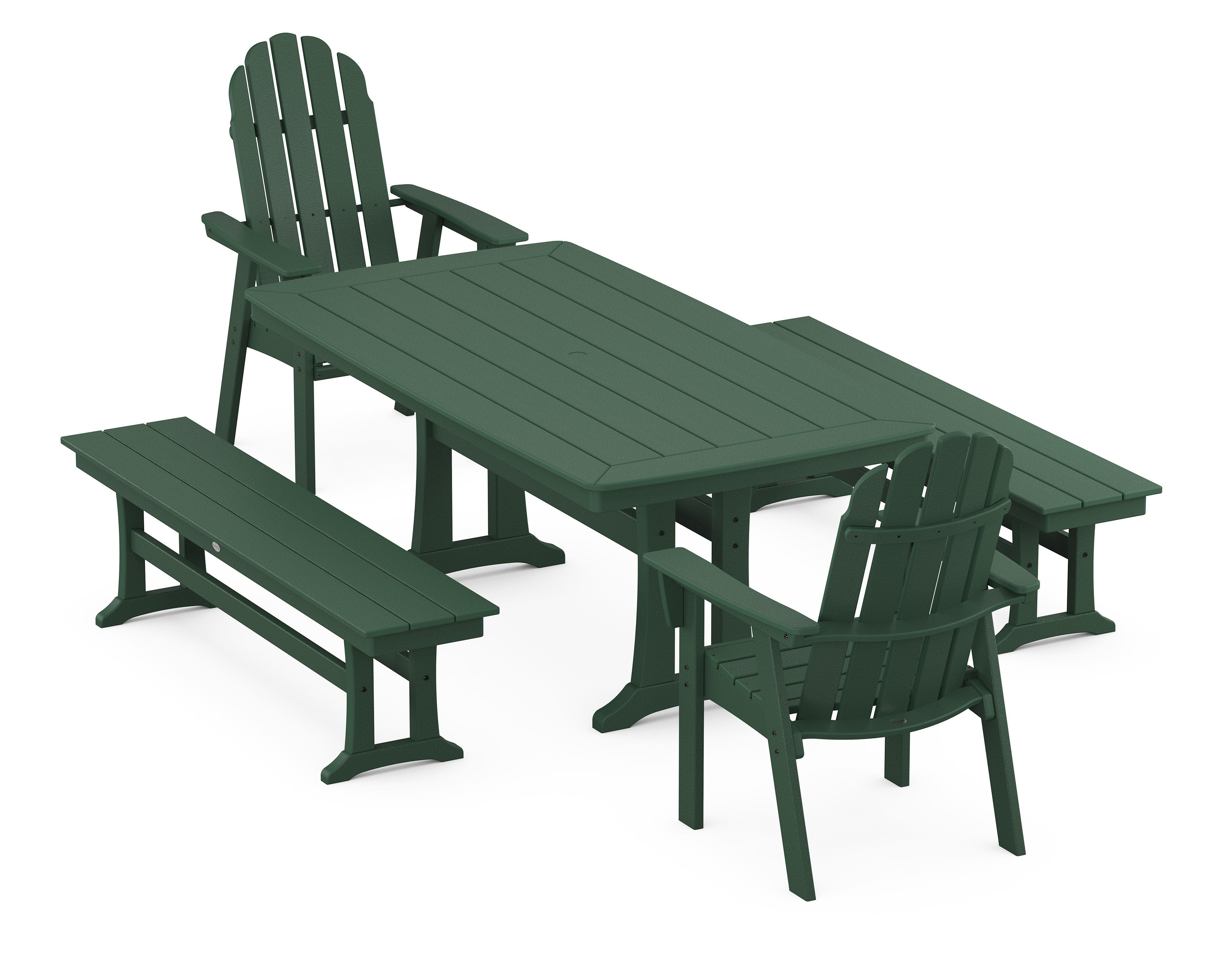 Vineyard Adirondack 5-Piece Dining Set with Trestle Legs in Green