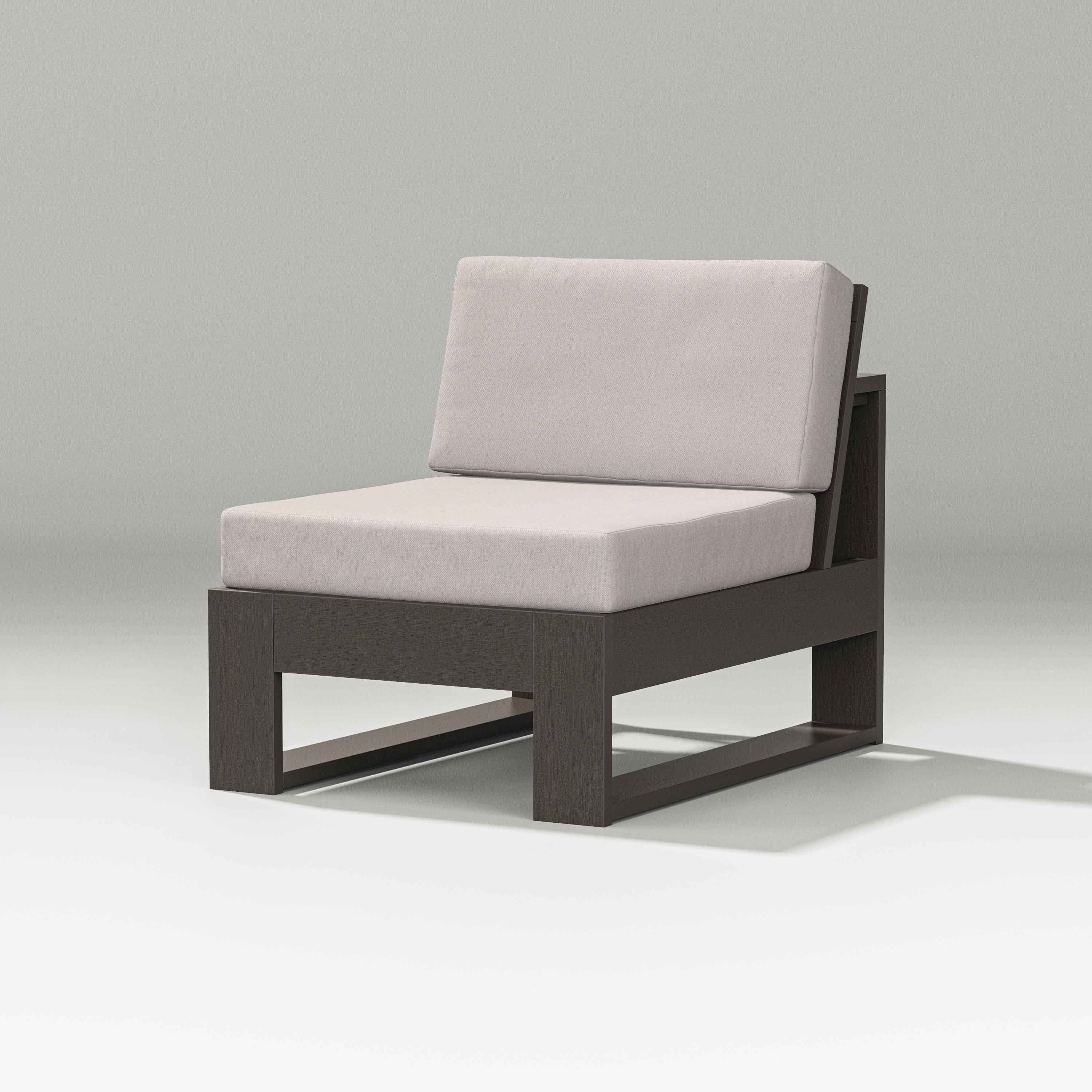 Latitude Modular Armless Chair in Vintage Coffee / Dune Burlap