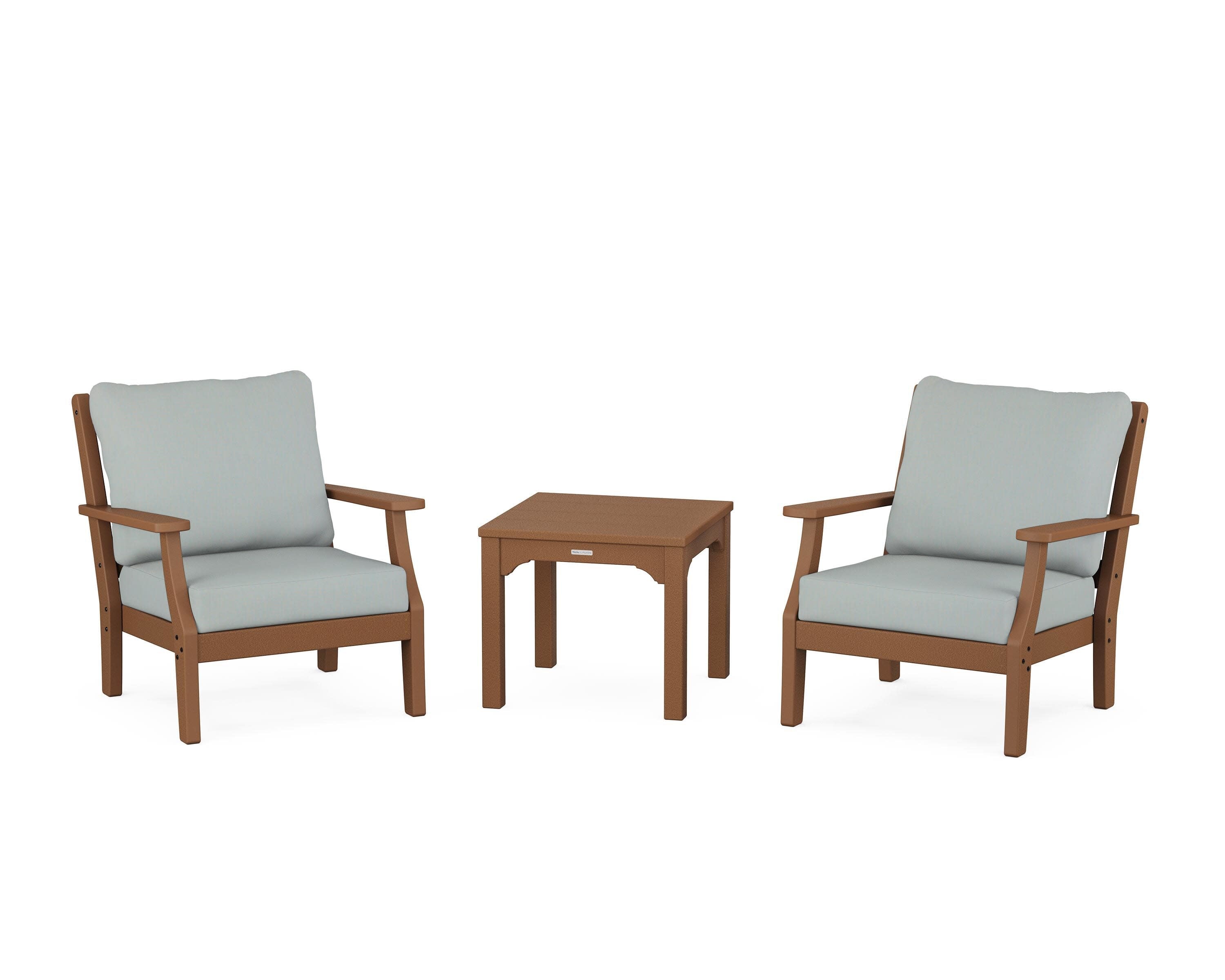 Chinoiserie 3-Piece Deep Seating Set in Teak / Spa