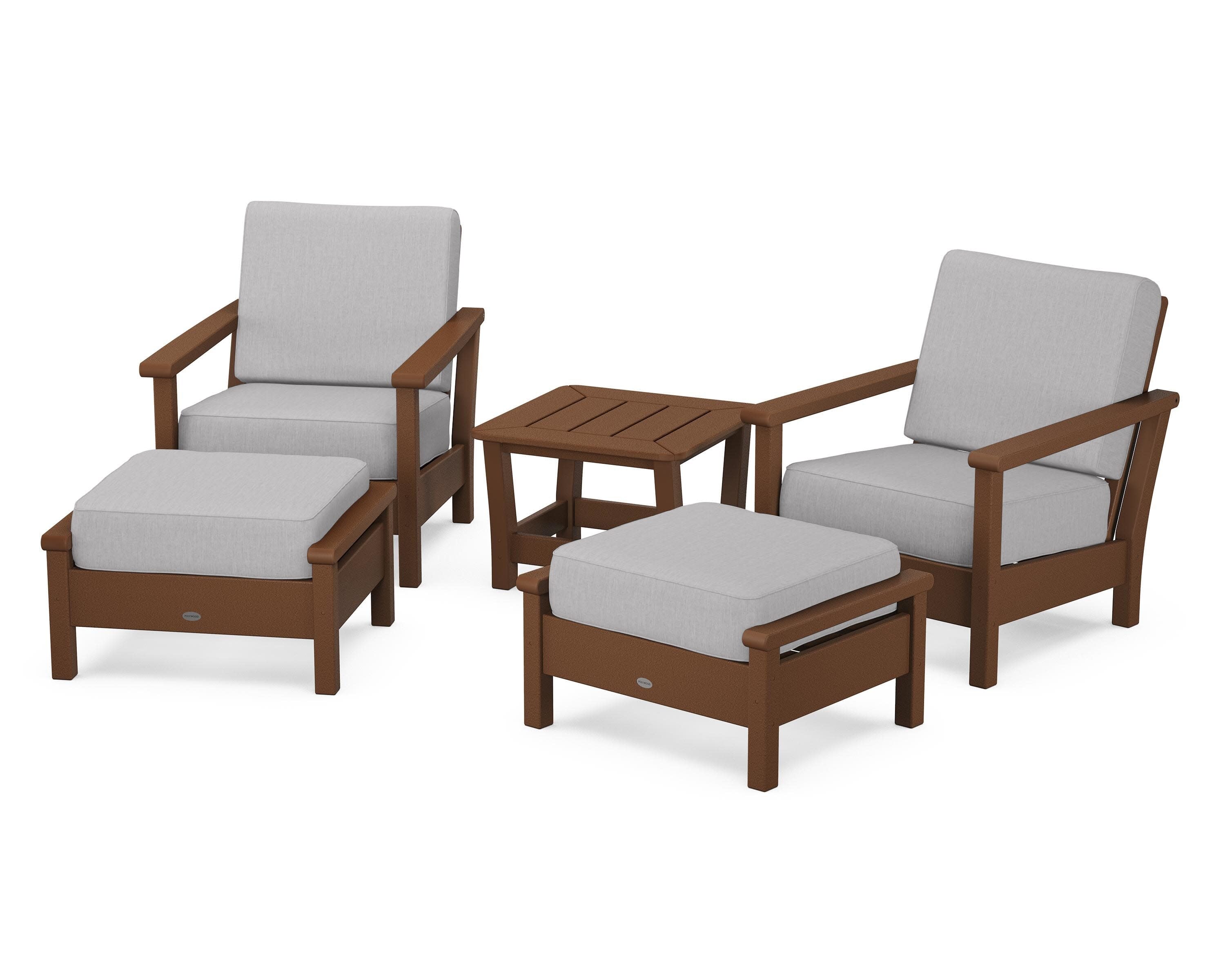 Harbour 5-Piece Deep Seating Chair Set in Teak / Granite