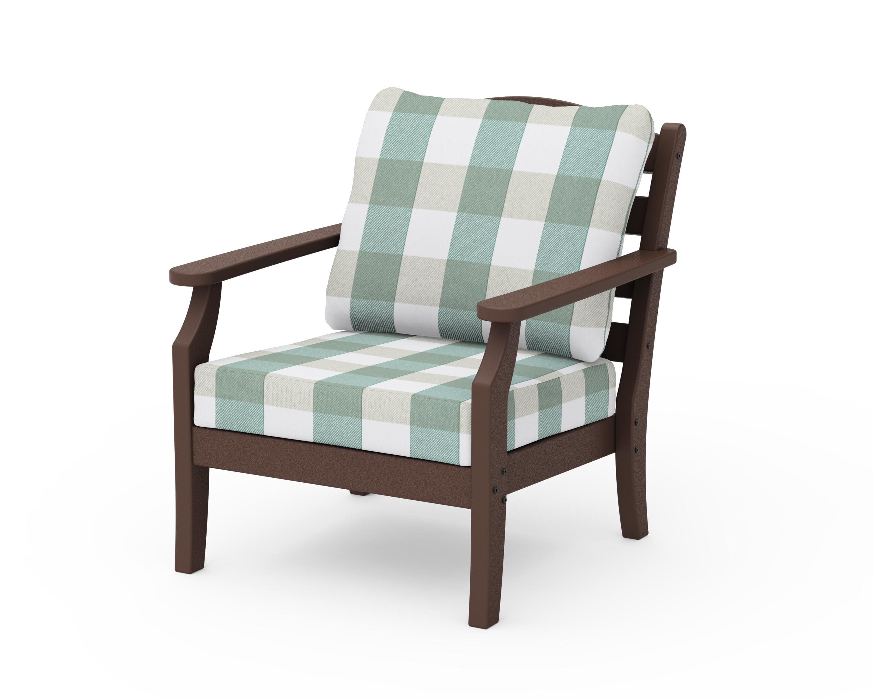 Savannah Deep Seating Chair in Mahogany / Buffalo Plaid Glacier Spa