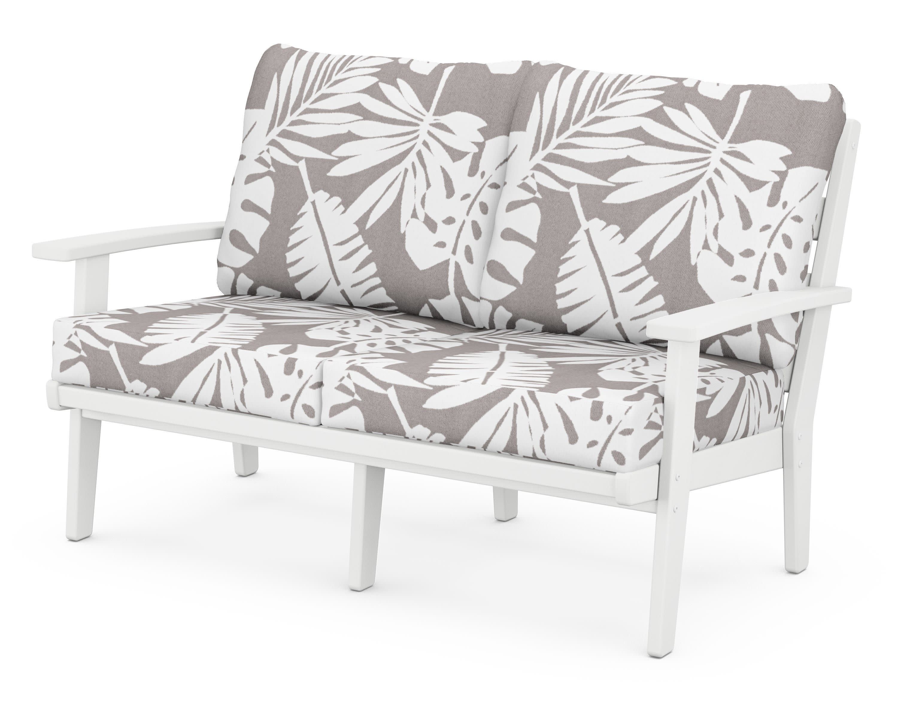 Grant Park Deep Seating Loveseat in White / Leaf Grey Mist