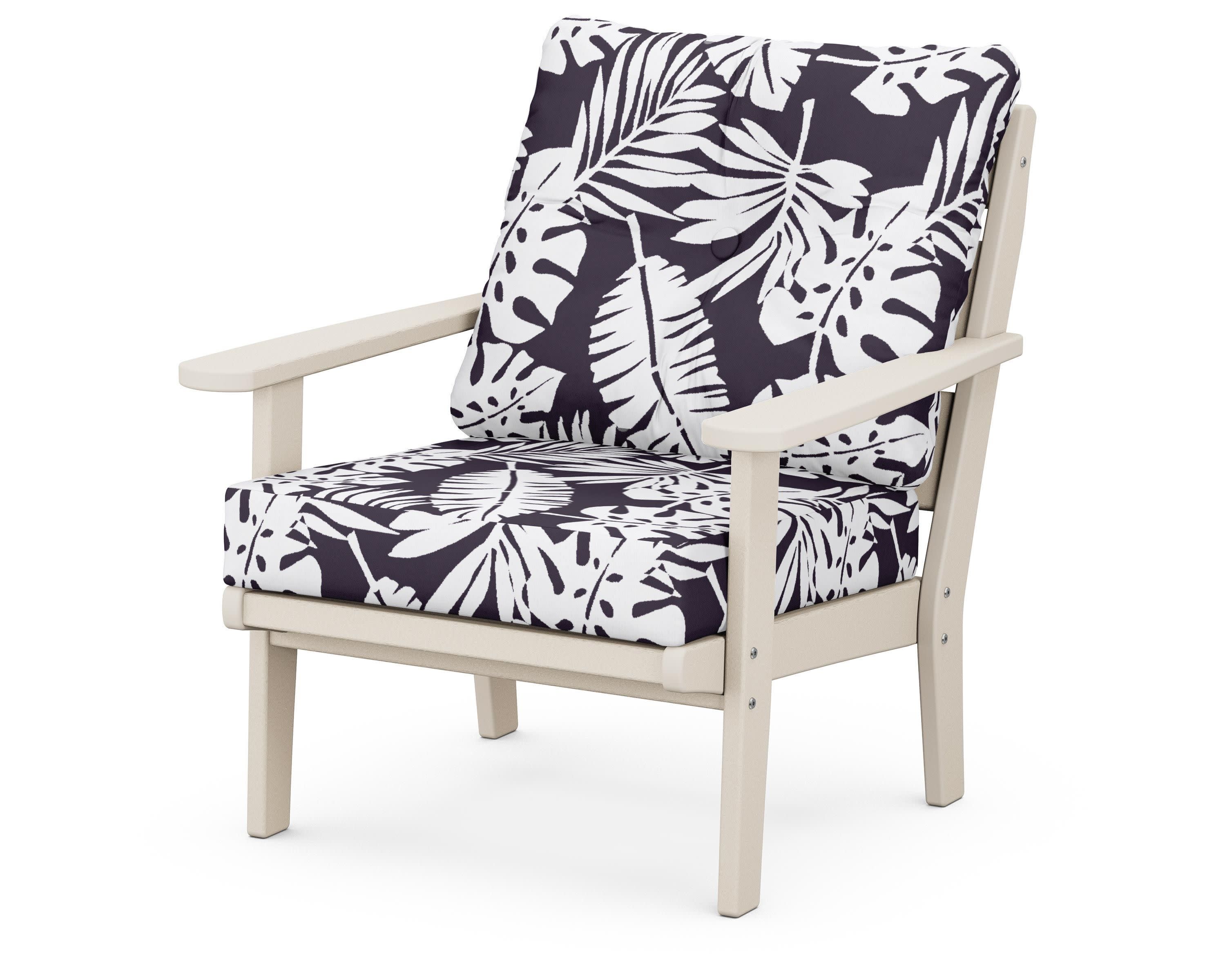 Lakeside Deep Seating Chair in Sand / Leaf Navy