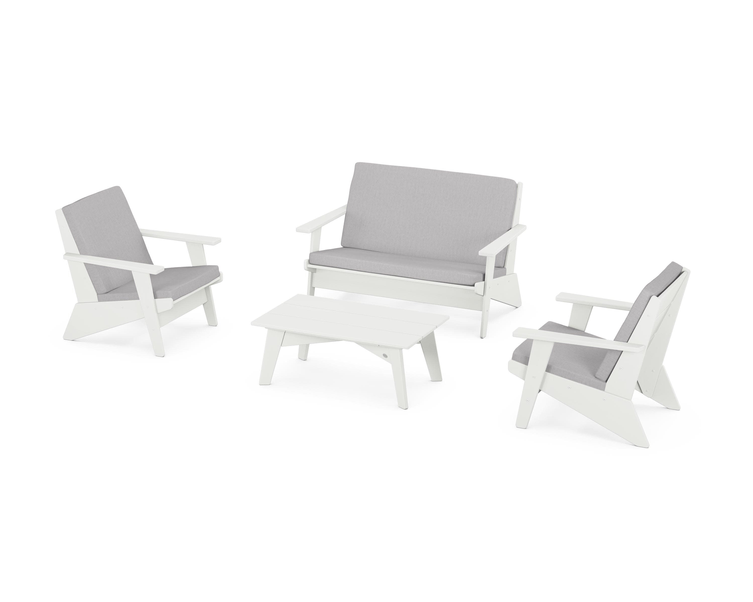 Riviera Modern Lounge 4-Piece Set in Vintage White / Granite