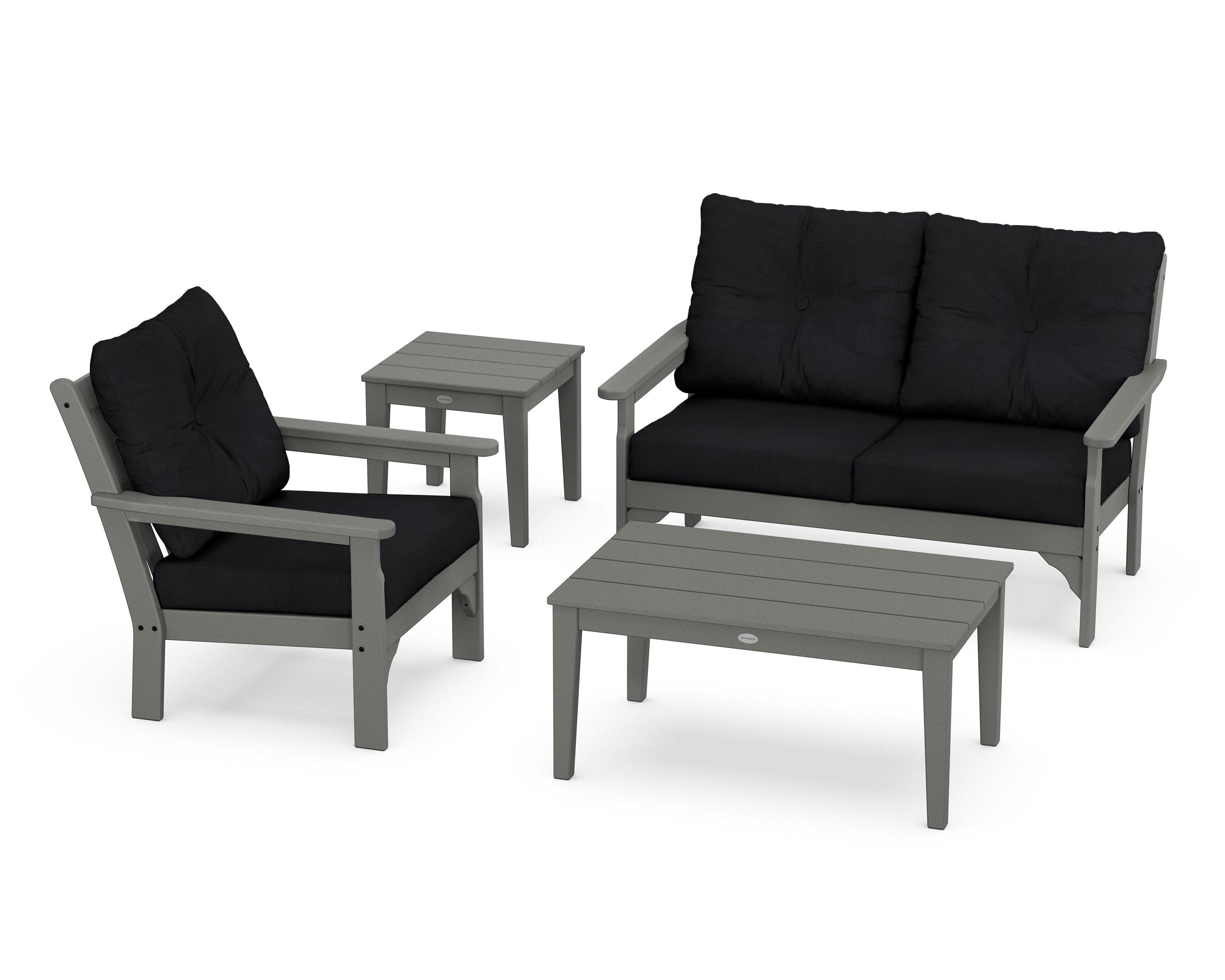 Vineyard 4-Piece Deep Seating Set in Slate Grey / Midnight Linen