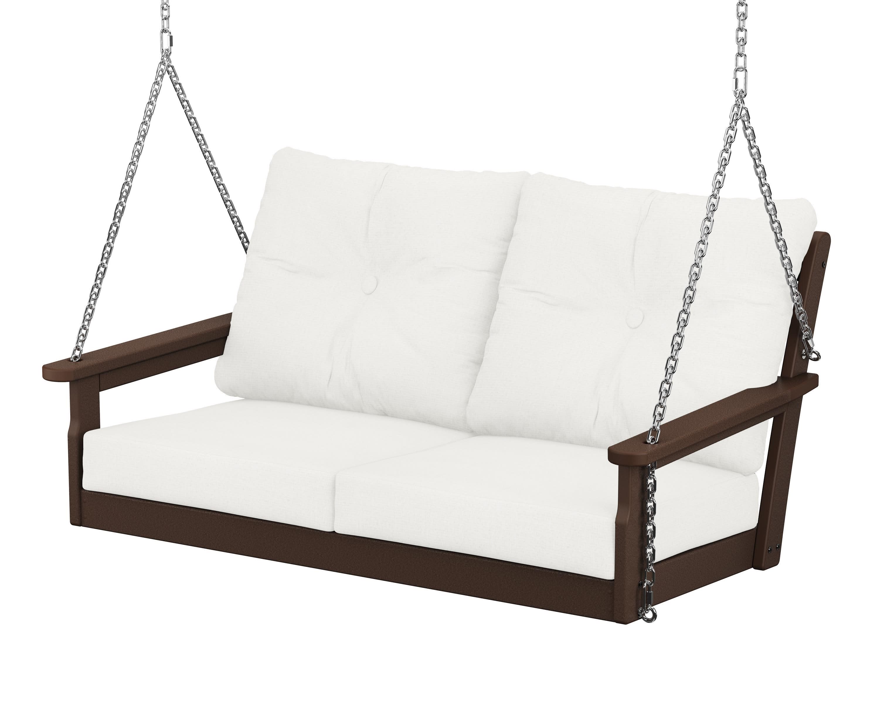 Vineyard Deep Seating Swing in Mahogany / Natural Linen