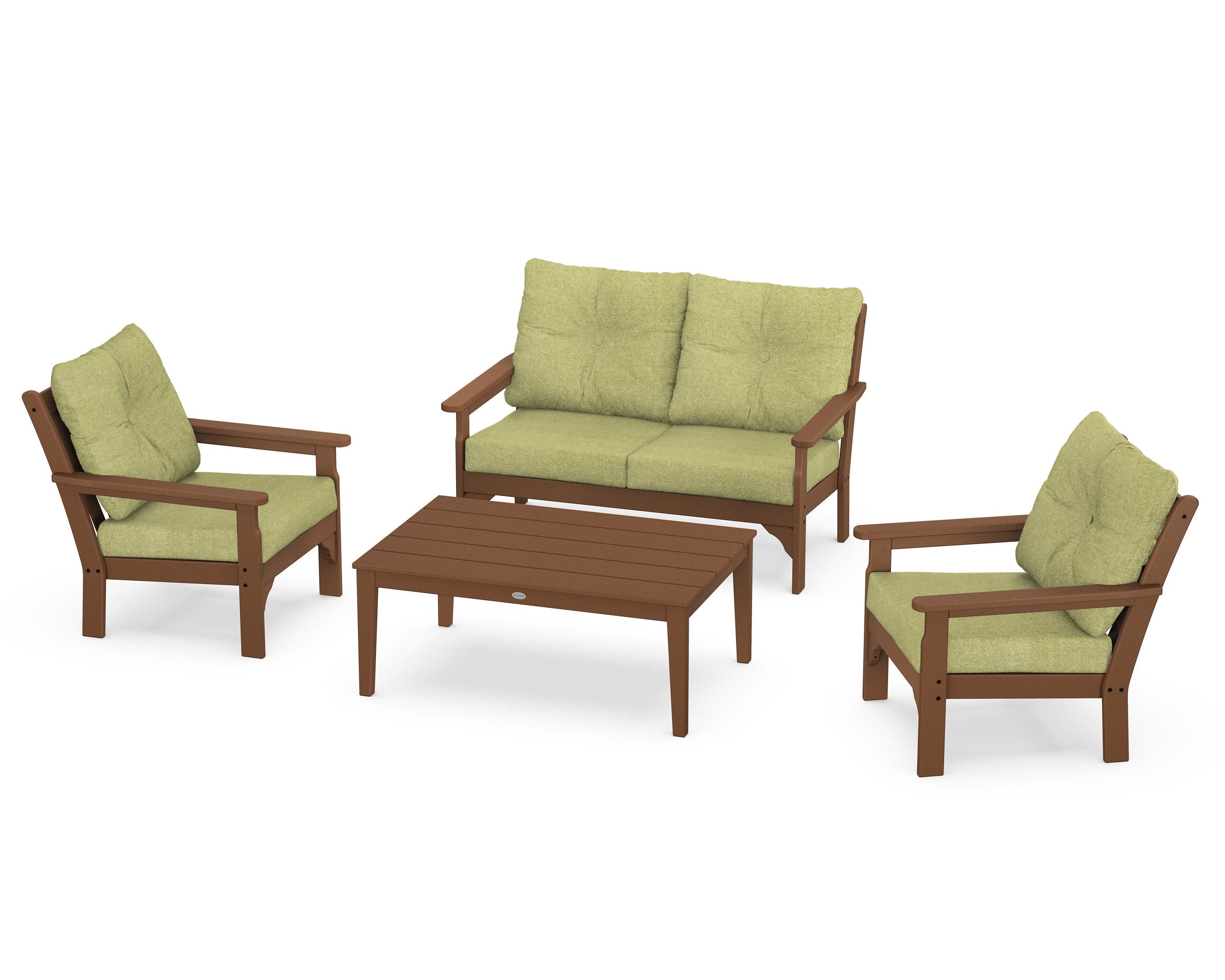 Vineyard 4-Piece Deep Seating Set in Teak / Chartreuse Boucle