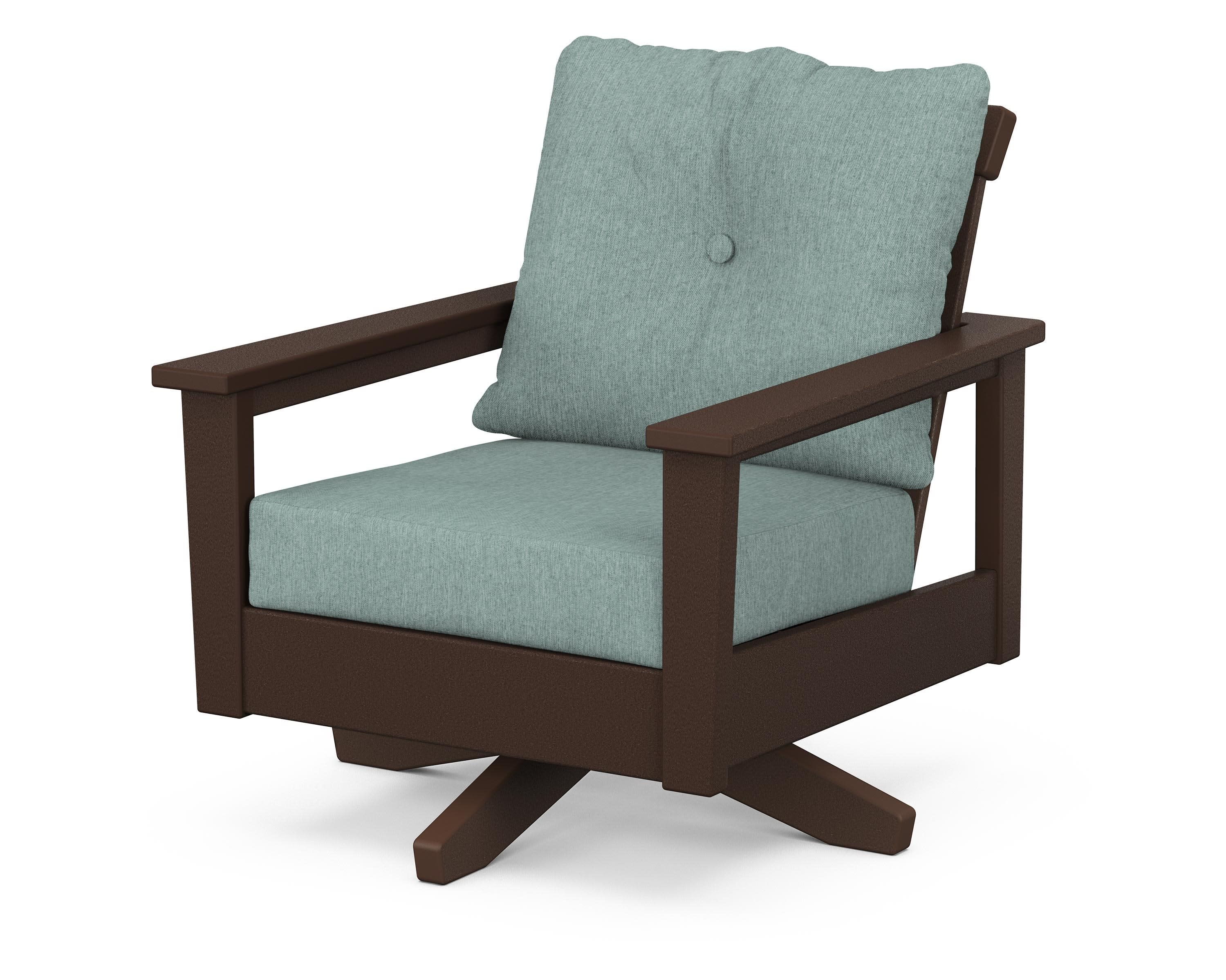 Prescott Deep Seating Swivel Chair in Mahogany / Glacier Spa