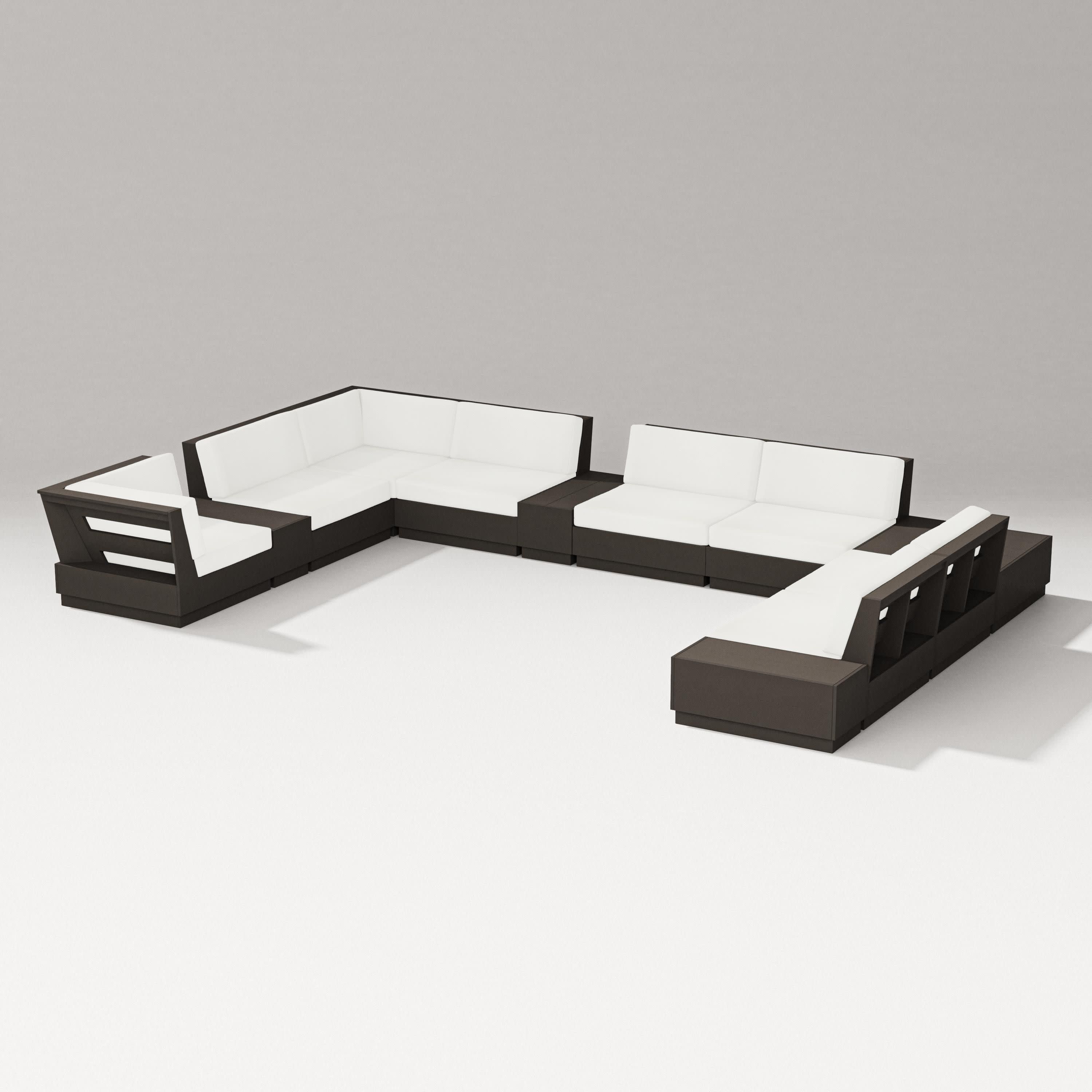 Elevate 12-Piece Conversation Sectional Set in Vintage Coffee / Natural Linen