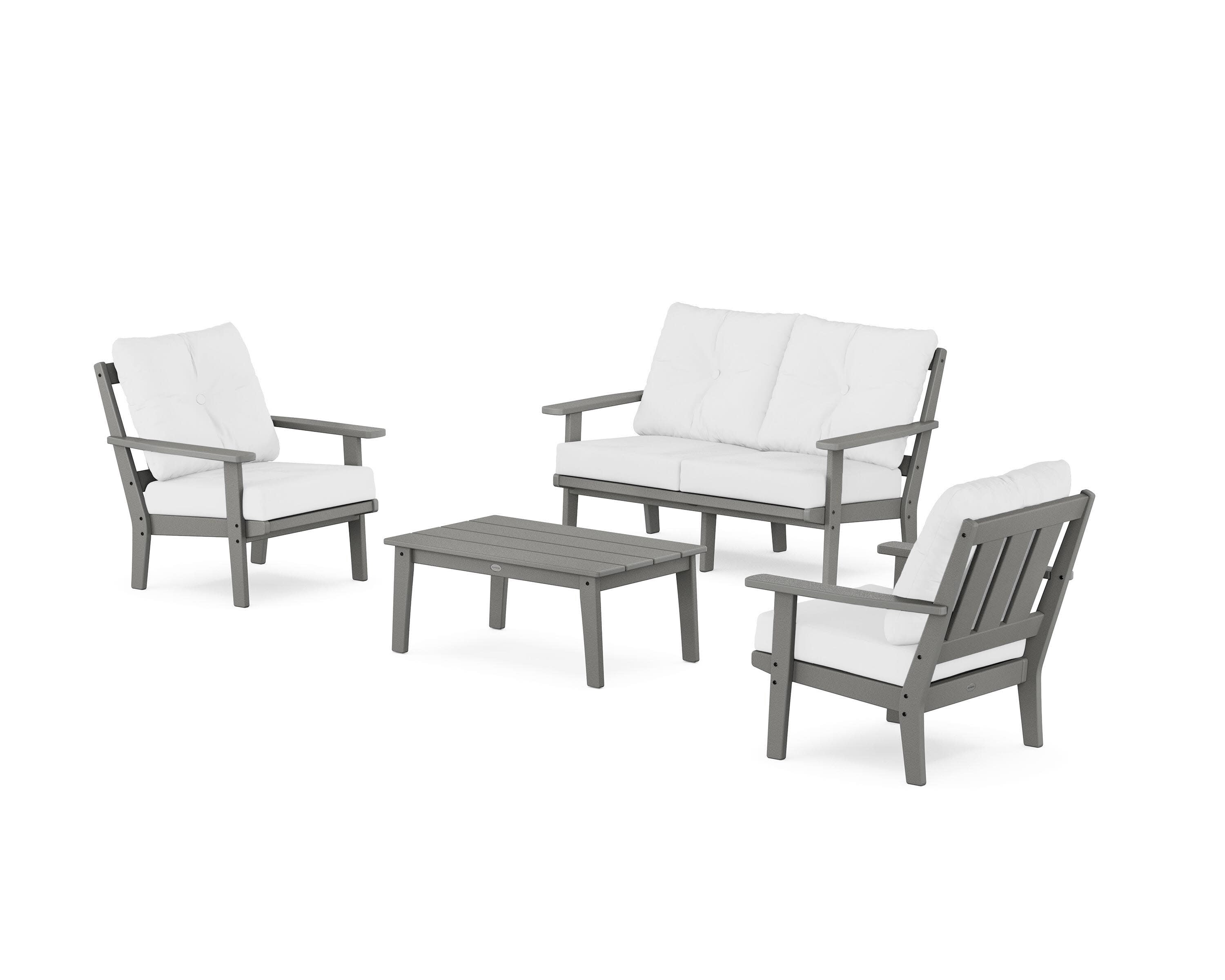 Oxford 4-Piece Deep Seating Set with Loveseat in Slate Grey / Natural