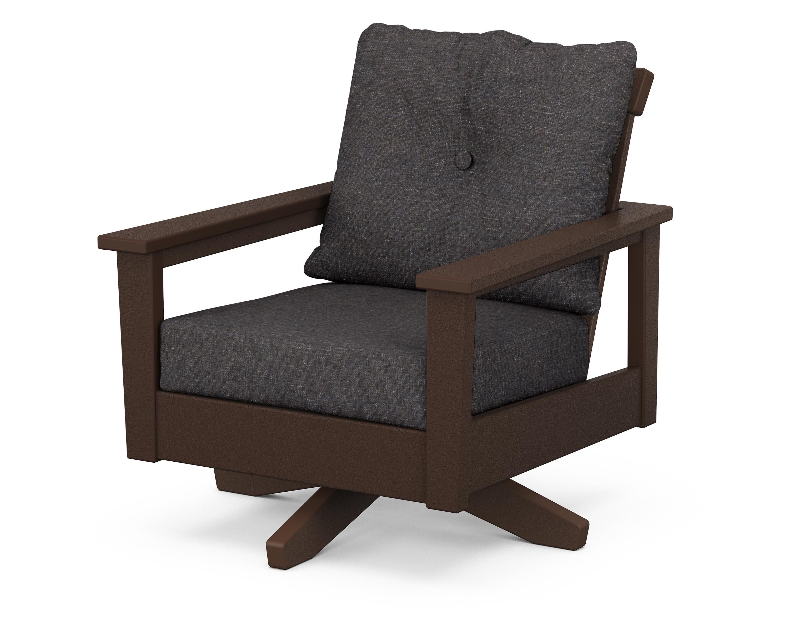 Prescott Deep Seating Swivel Chair in Mahogany / Ash Charcoal