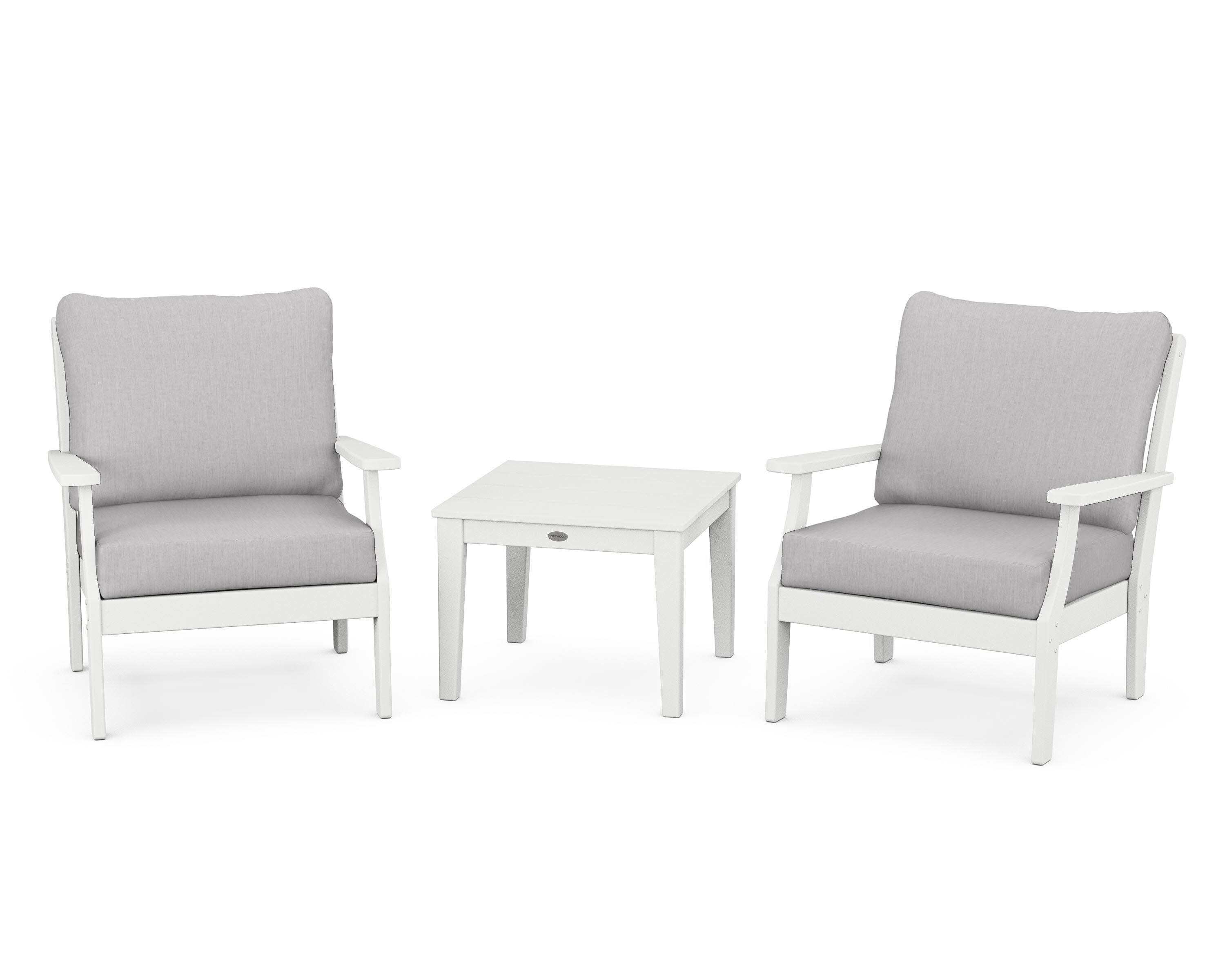 Braxton 3-Piece Deep Seating Set in White / Granite