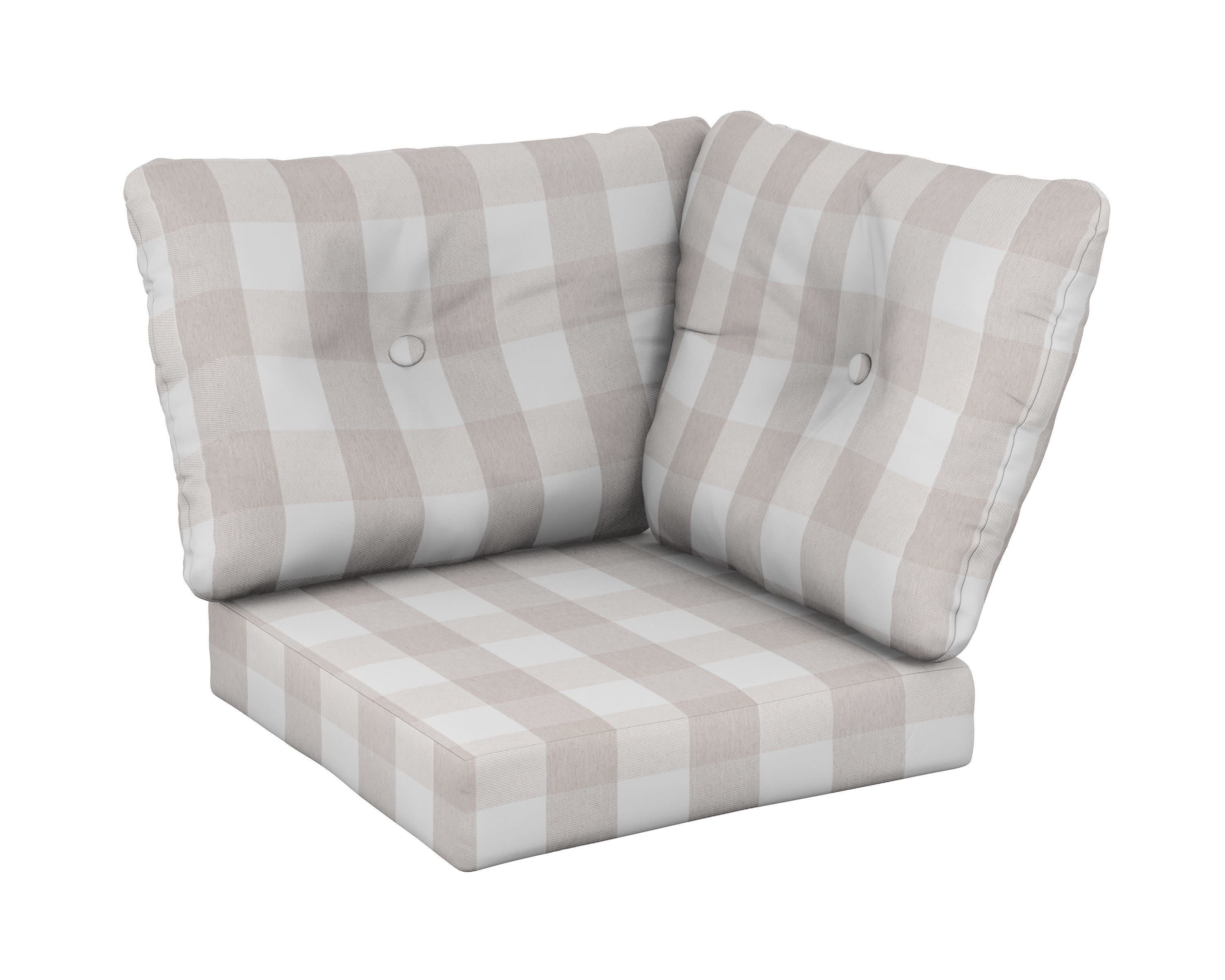 Modular Corner Cushion in Buffalo Plaid Dune Burlap