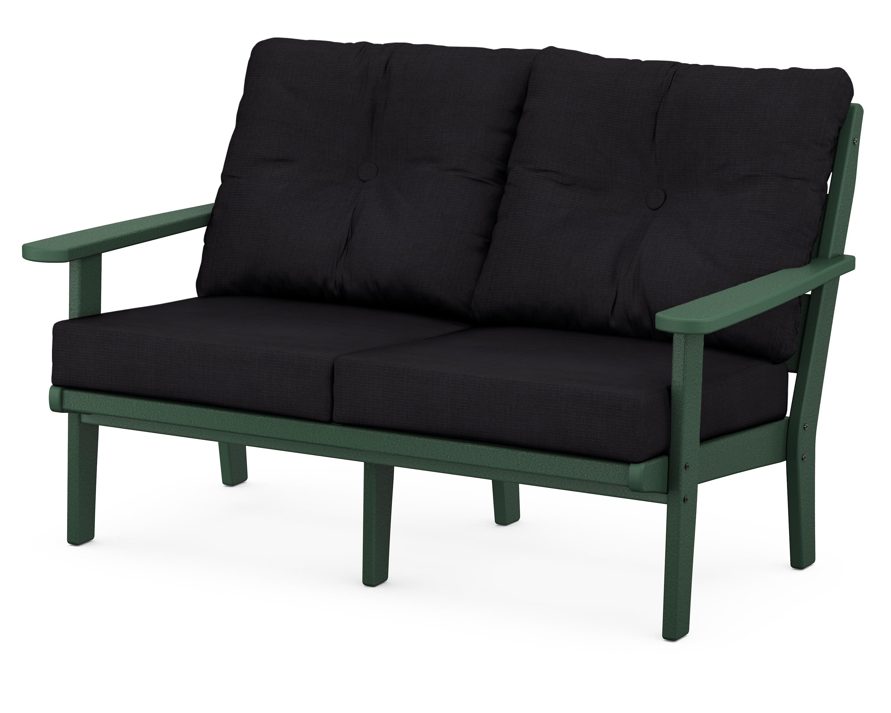 Lakeside Deep Seating Loveseat in Green / Midnight Linen