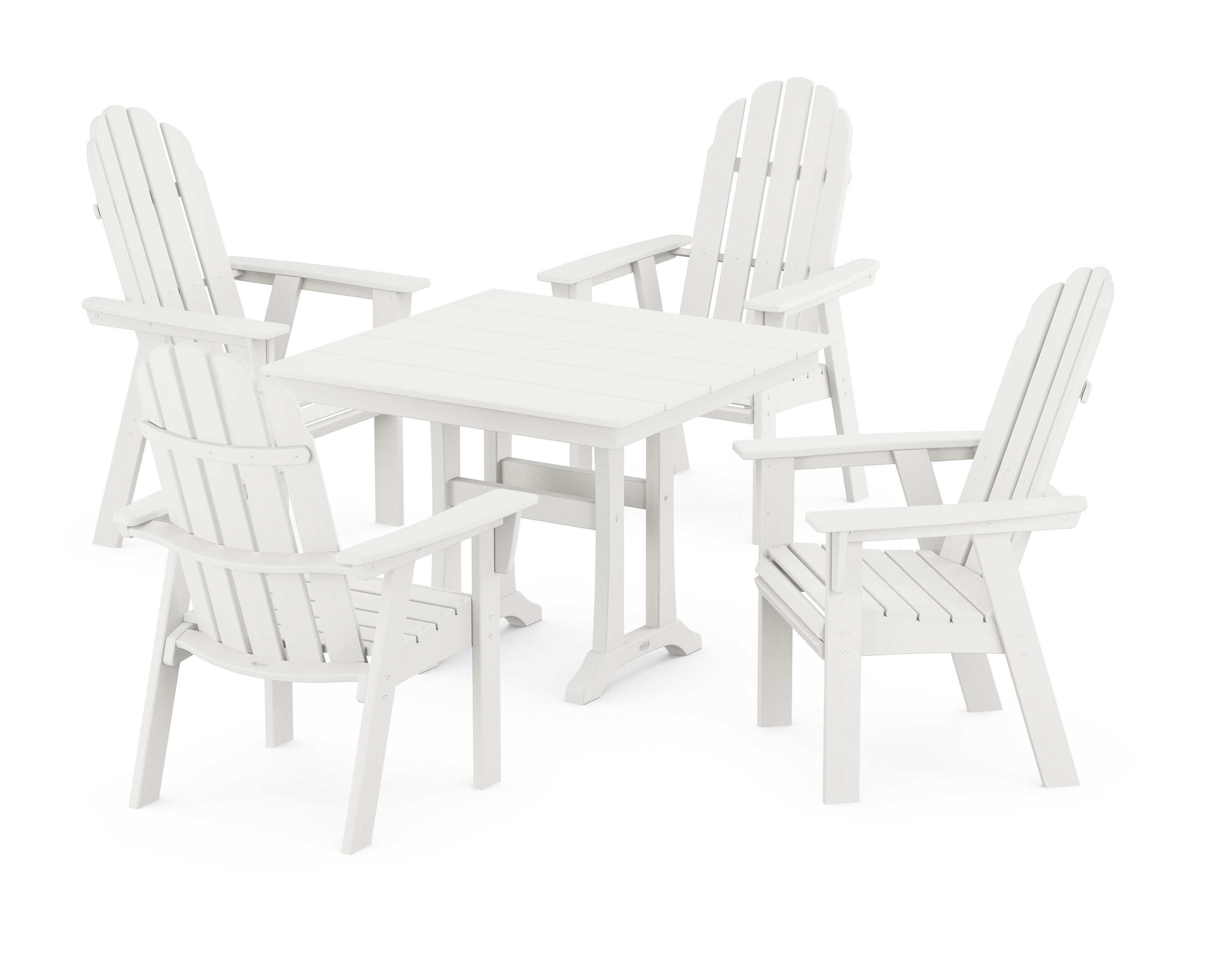 Vineyard Adirondack 5-Piece Farmhouse Dining Set With Trestle Legs in Vintage White