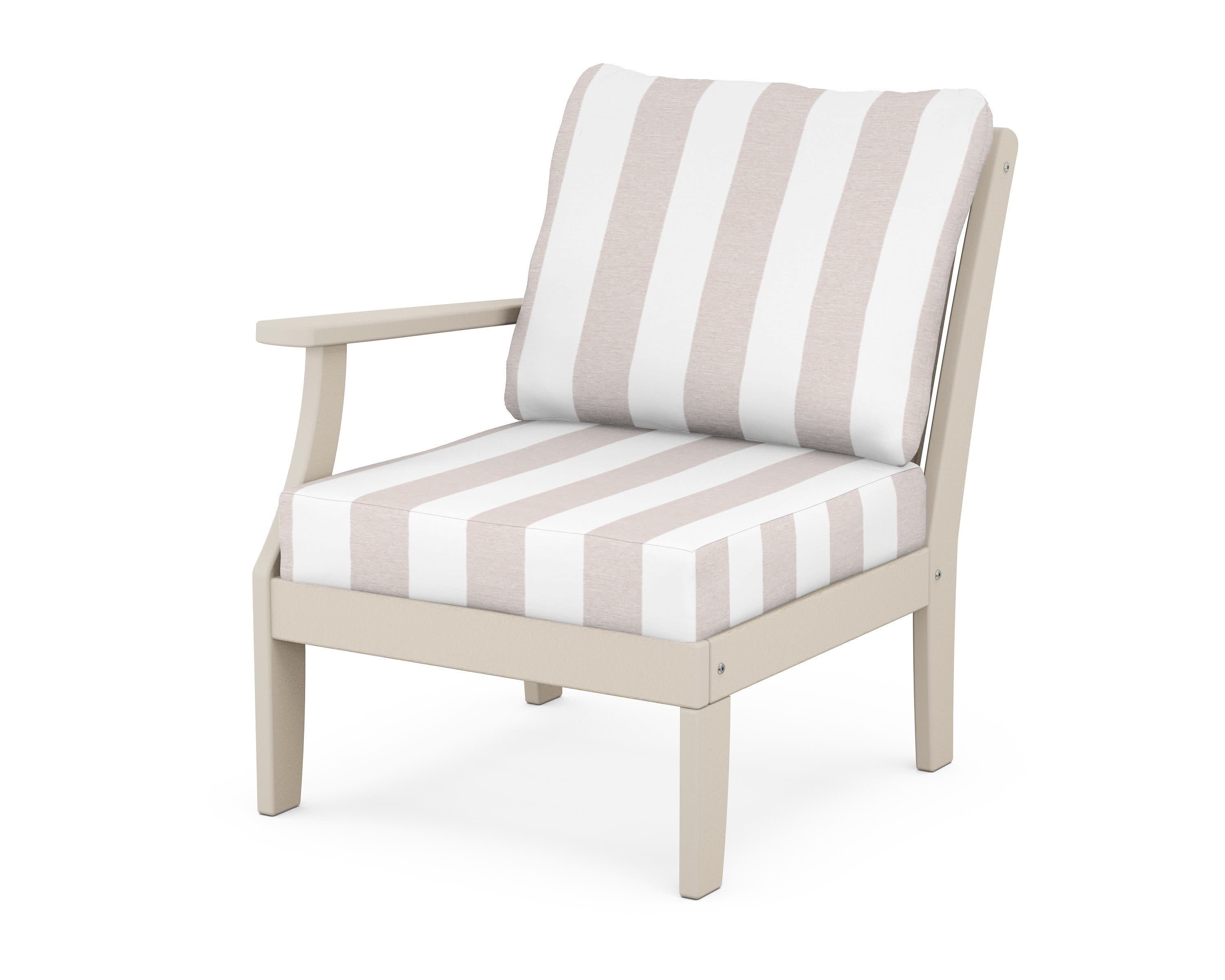 Braxton Modular Left Arm Chair in Sand / Cabana Stripe Dune Burlap