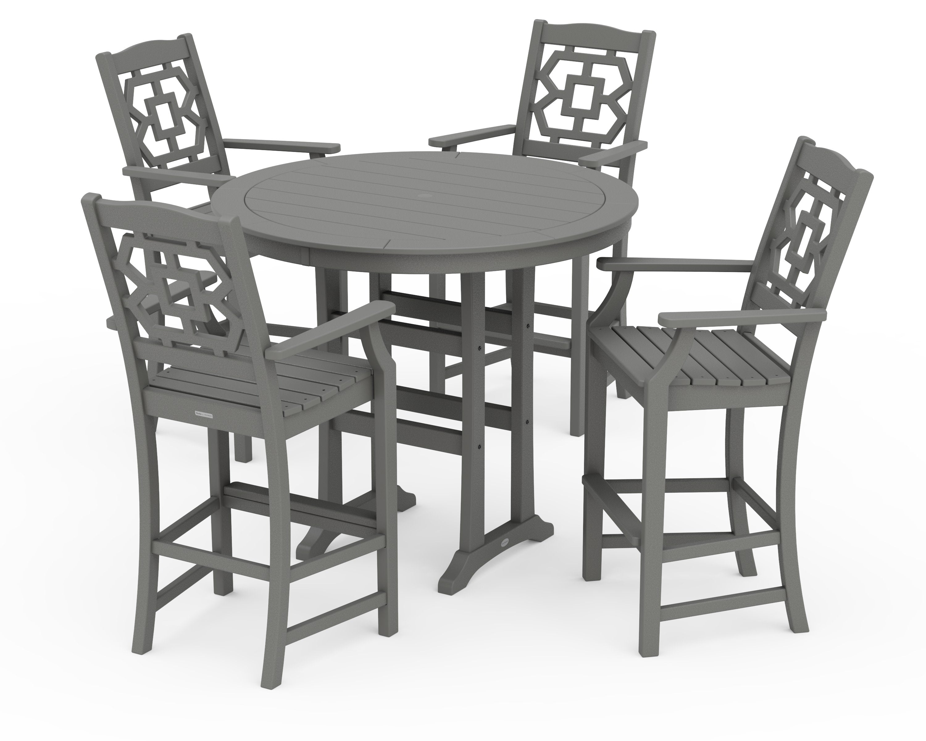 Chinoiserie 5-Piece Round Bar Set in Slate Grey