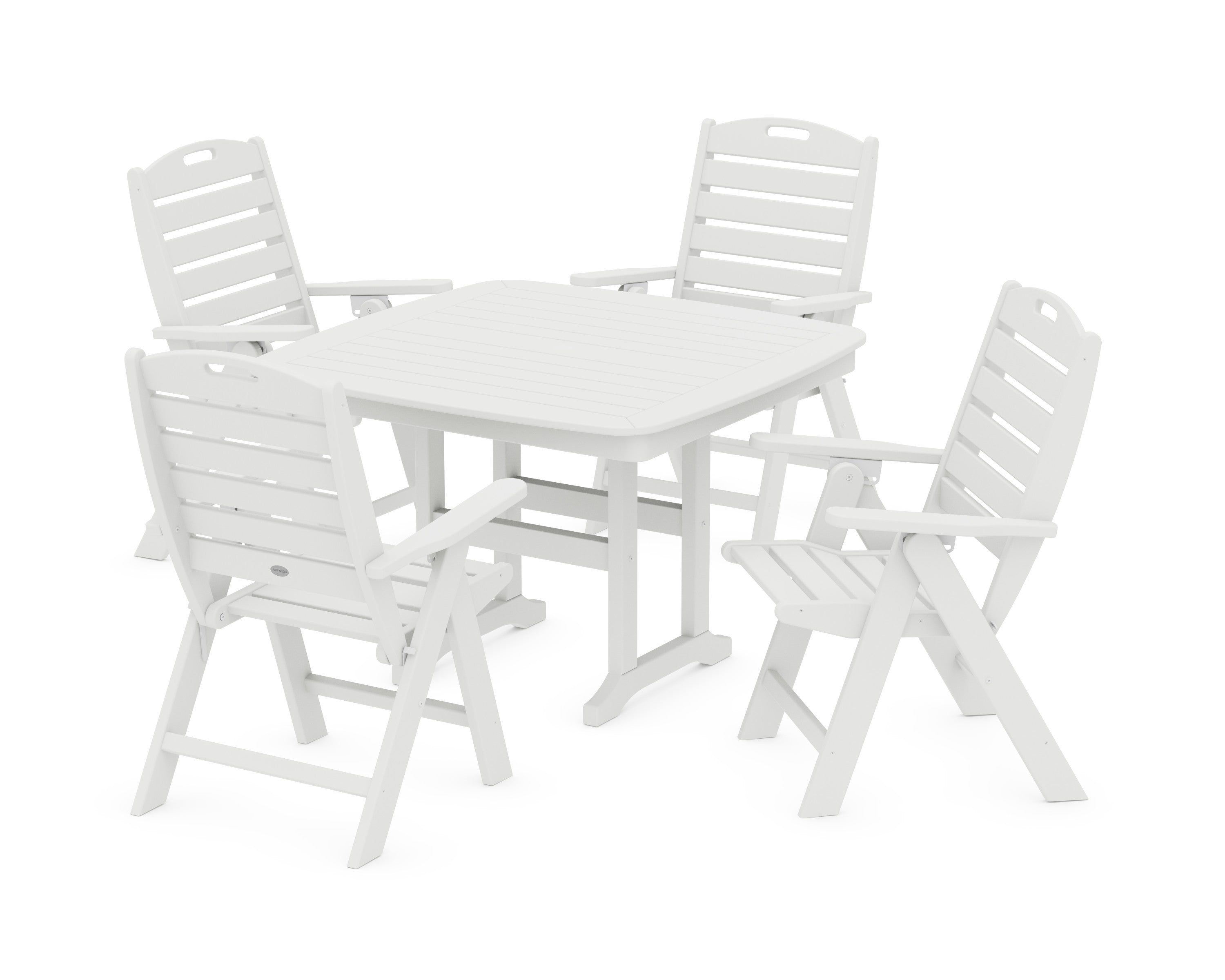 Nautical Highback Chair 5-Piece Dining Set in White