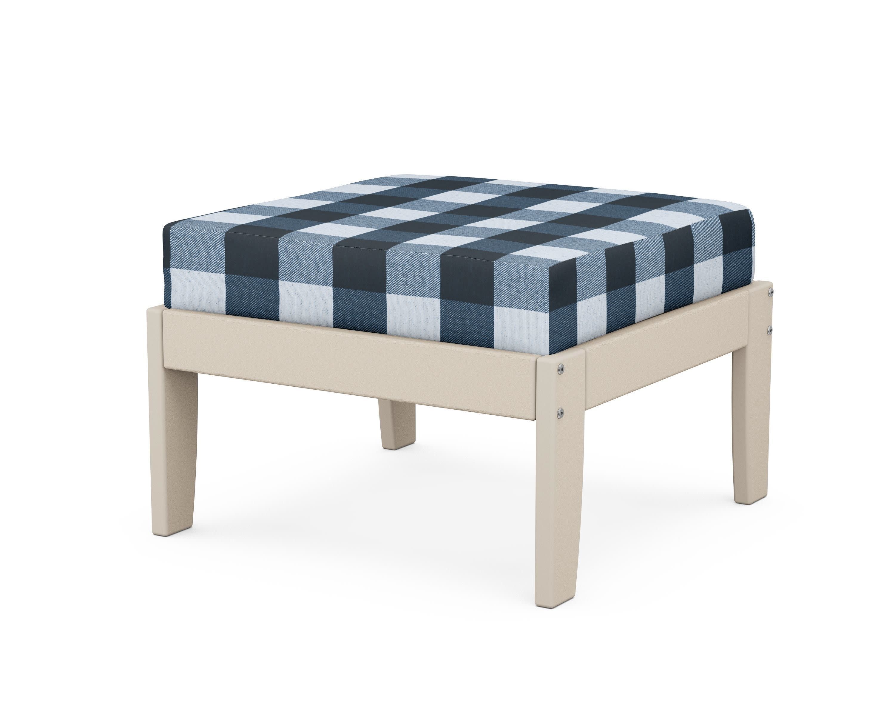 Modular Ottoman - Classic in Sand / Buffalo Plaid Marine Indigo