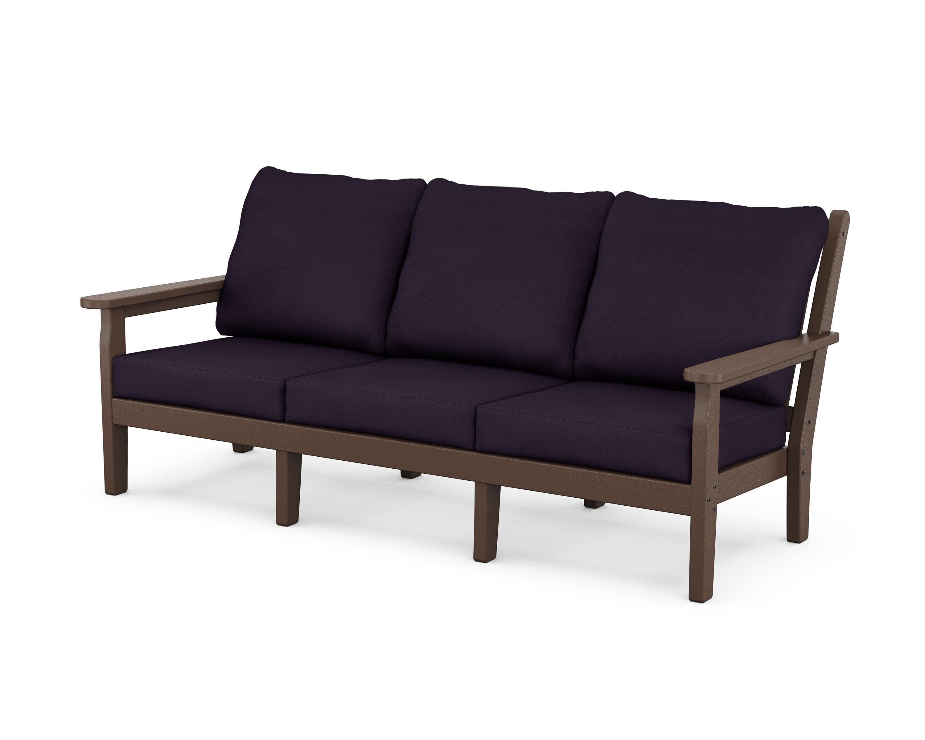 Chippendale Deep Seating Sofa in Mahogany / Navy Linen