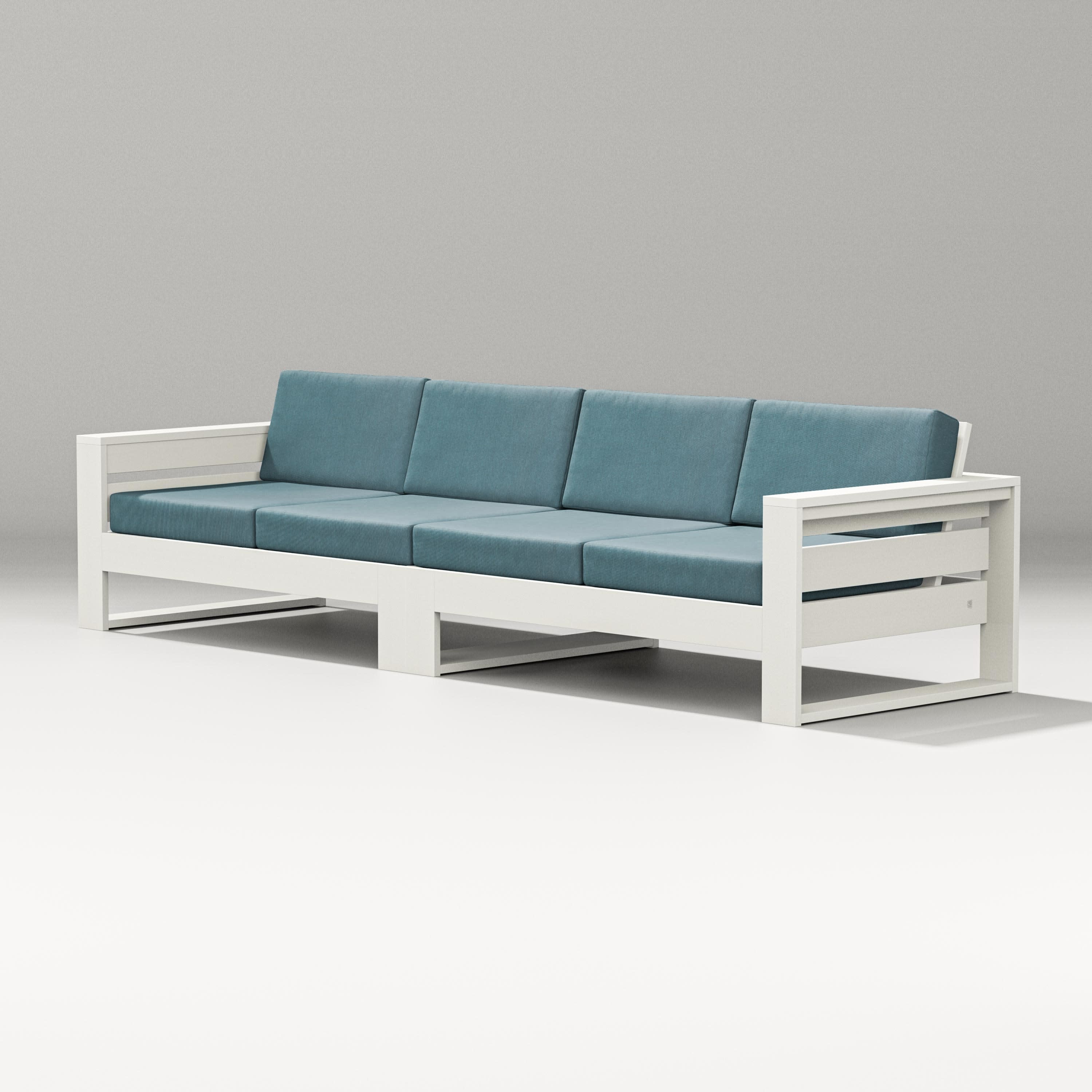 Latitude Straight Sectional in Vintage White / Ocean Teal