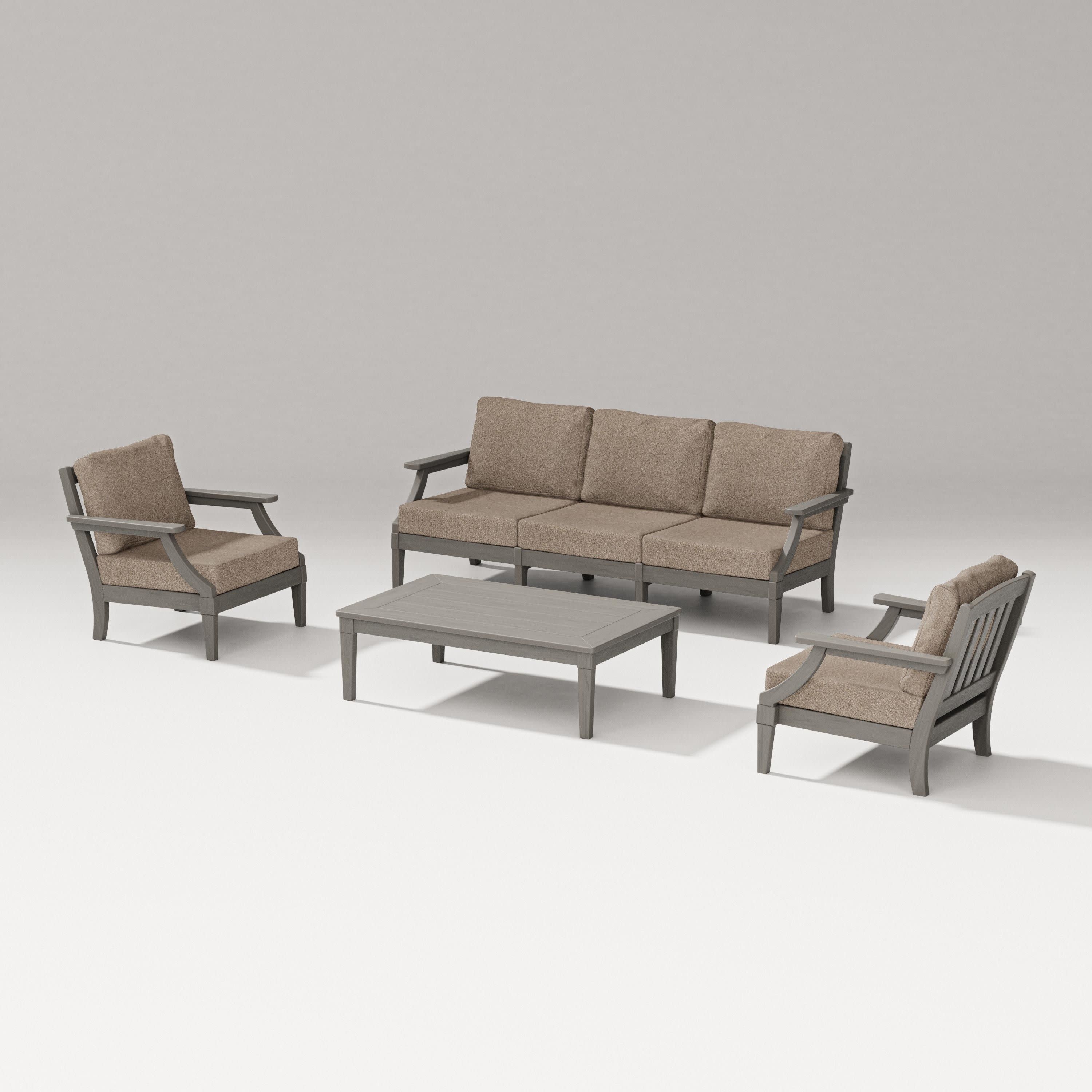 Estate 4-Piece Lounge Sofa Set in Driftwood / Spiced Burlap