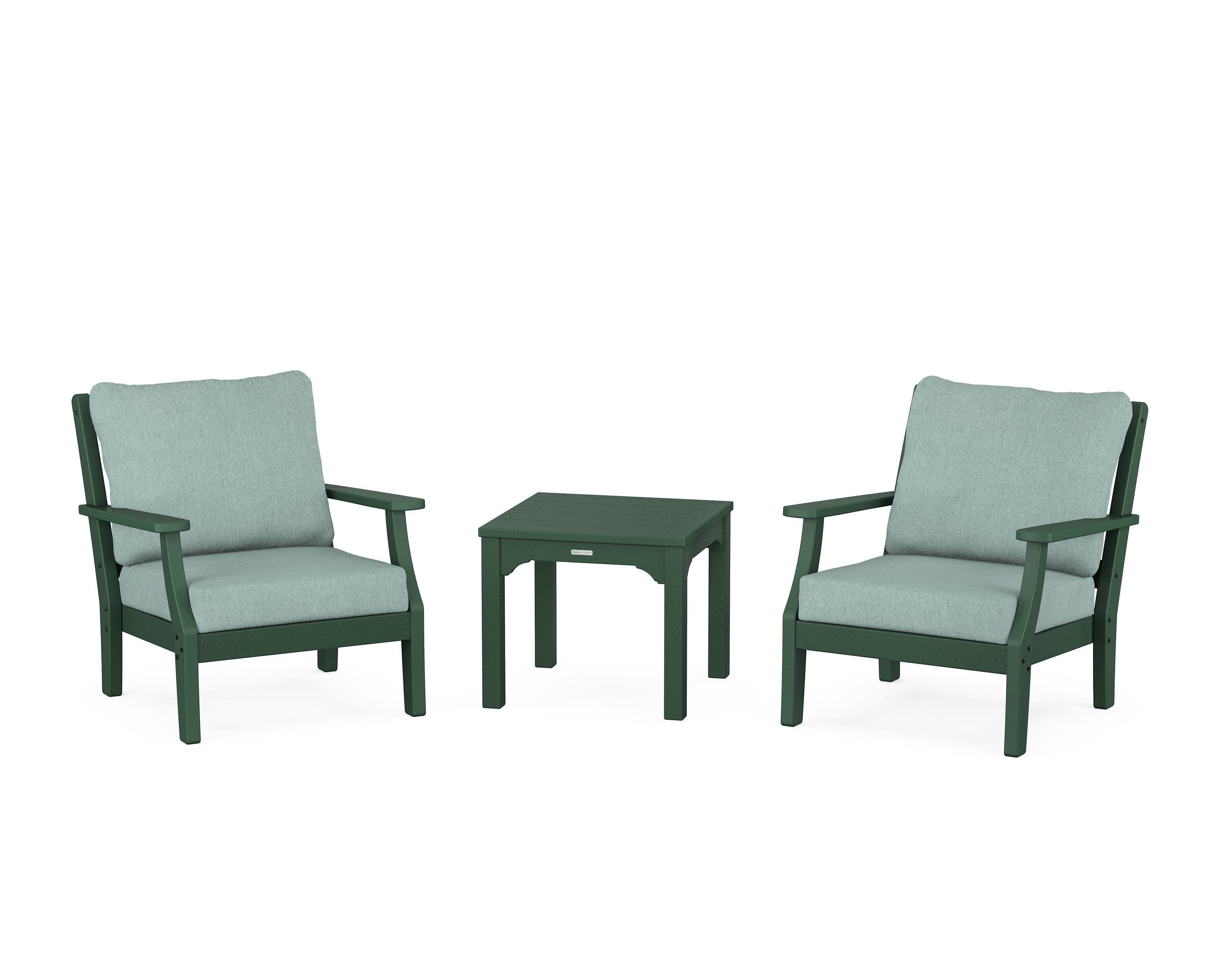 Chinoiserie 3-Piece Deep Seating Set in Green / Glacier Spa