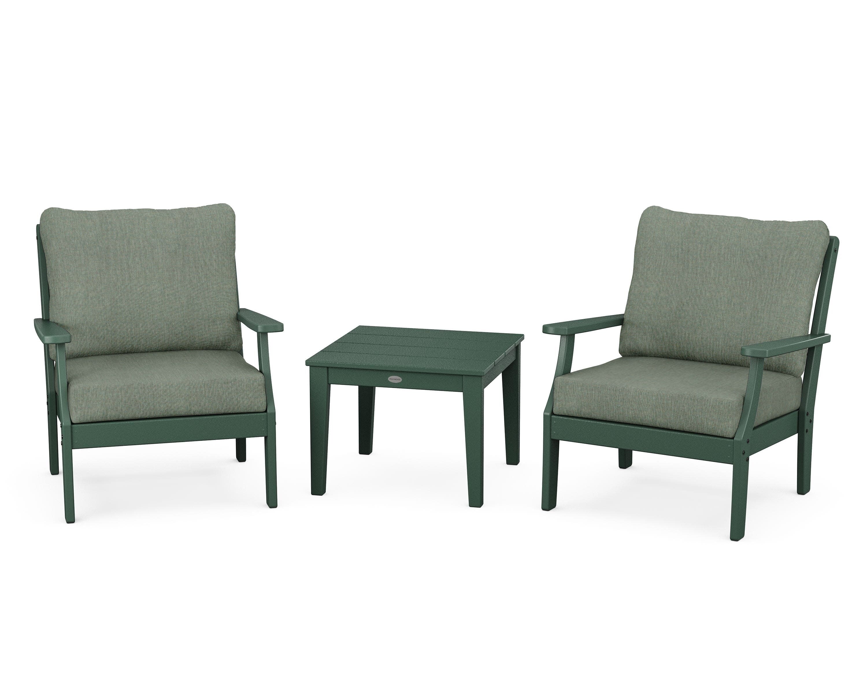 Braxton 3-Piece Deep Seating Set in Green / Cast Sage