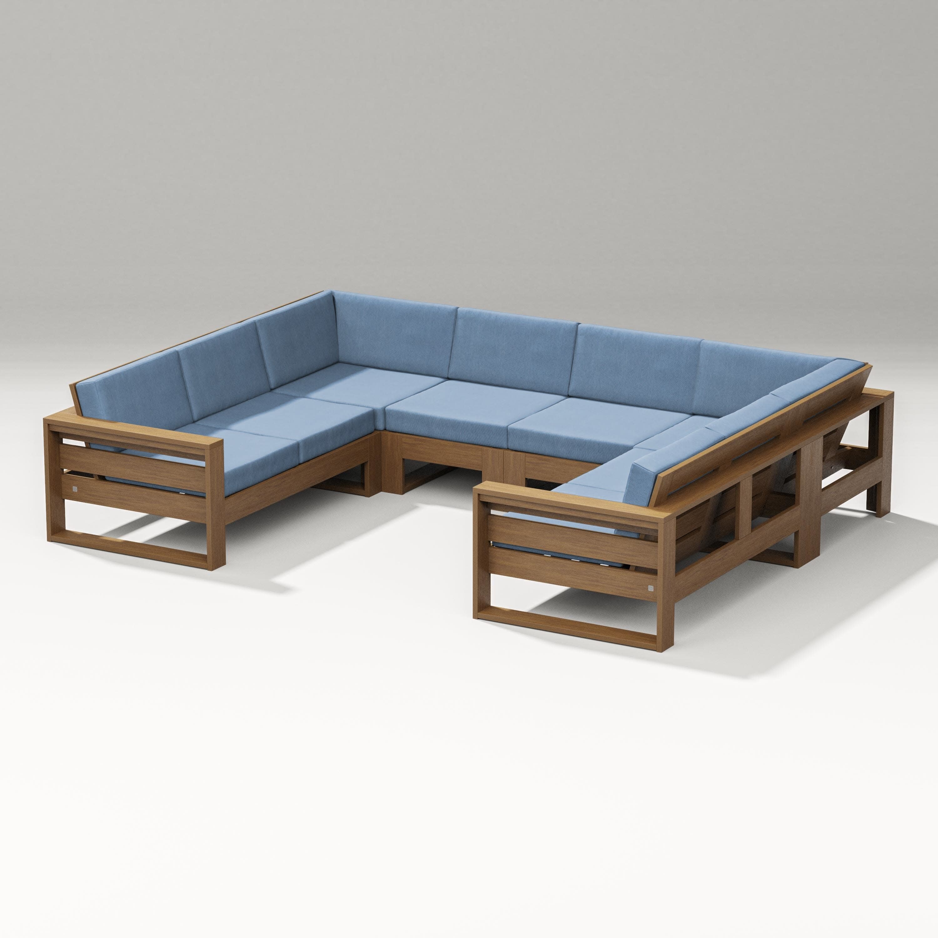 Latitude U-Shaped Sectional in Natural / Sky Blue