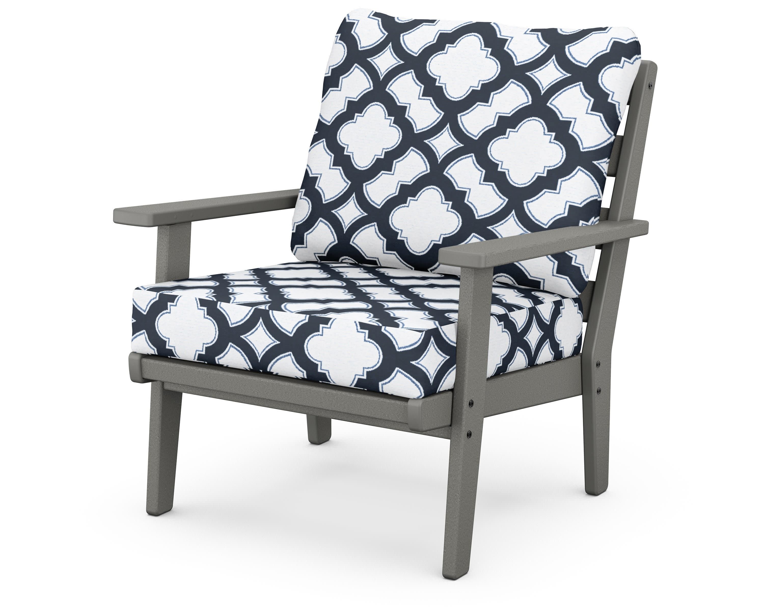 Grant Park Deep Seating Chair in Slate Grey / Trellis Marine Indigo