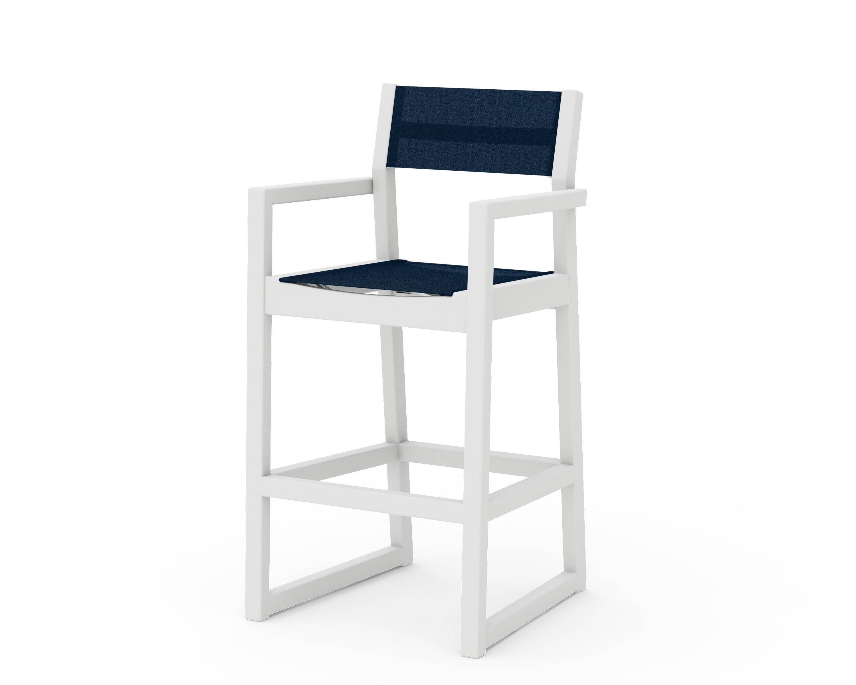 EDGE Sling Bar Arm Chair in White / Navy Blue Sling