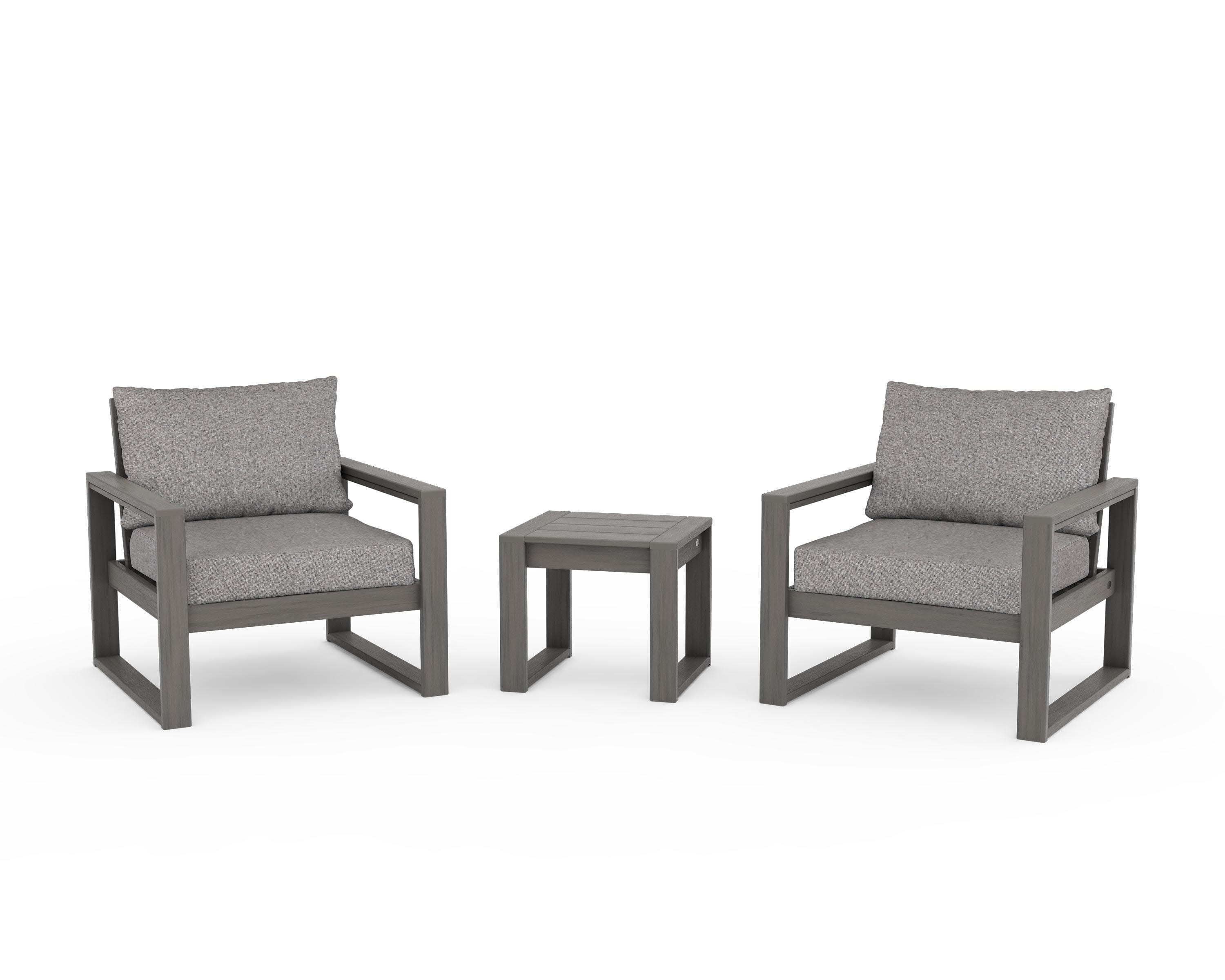 EDGE Sectional 3-Piece Deep Seating Set in Driftwood / Grey Mist