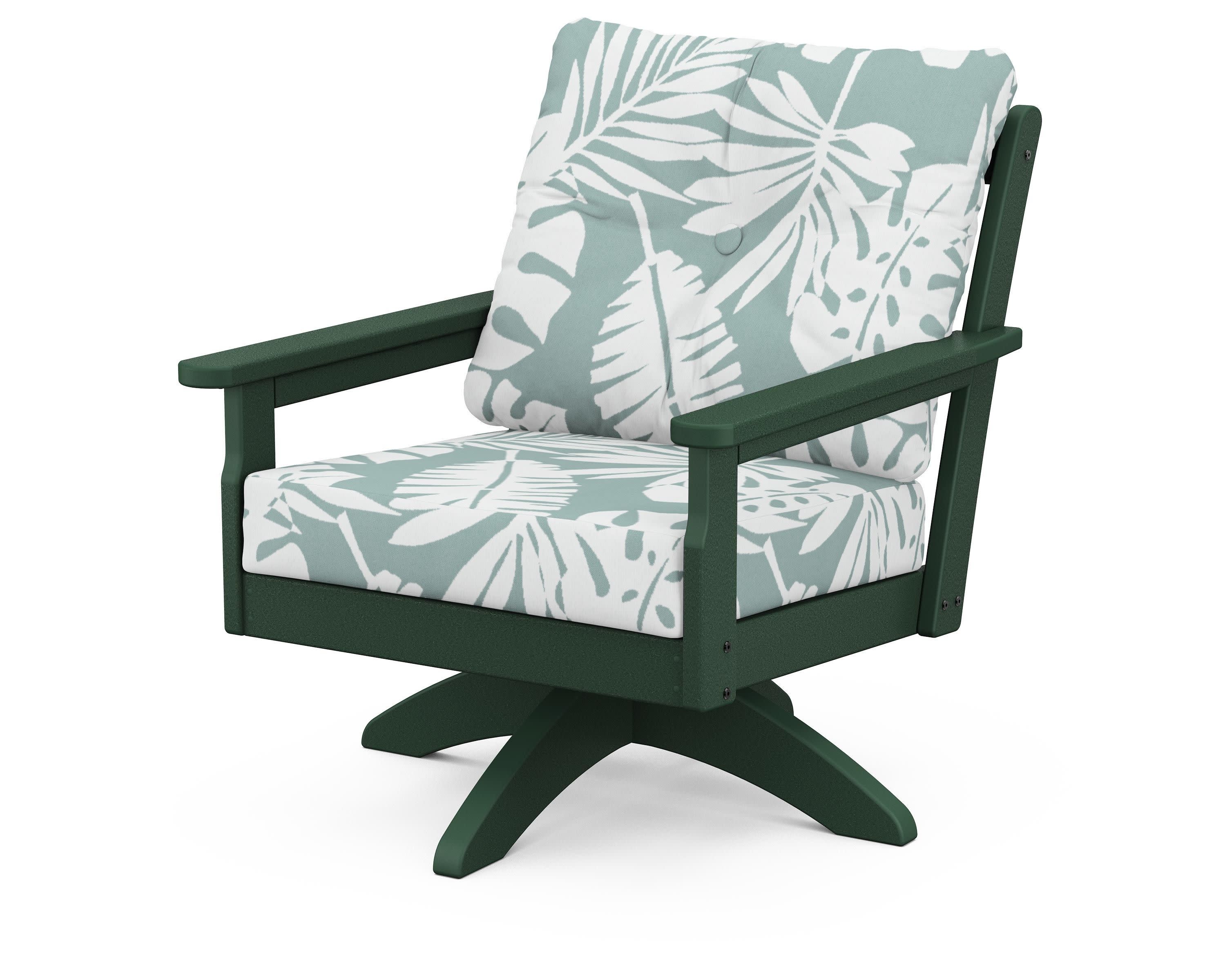 Vineyard Deep Seating Swivel Chair in Green / Leaf Glacier Spa