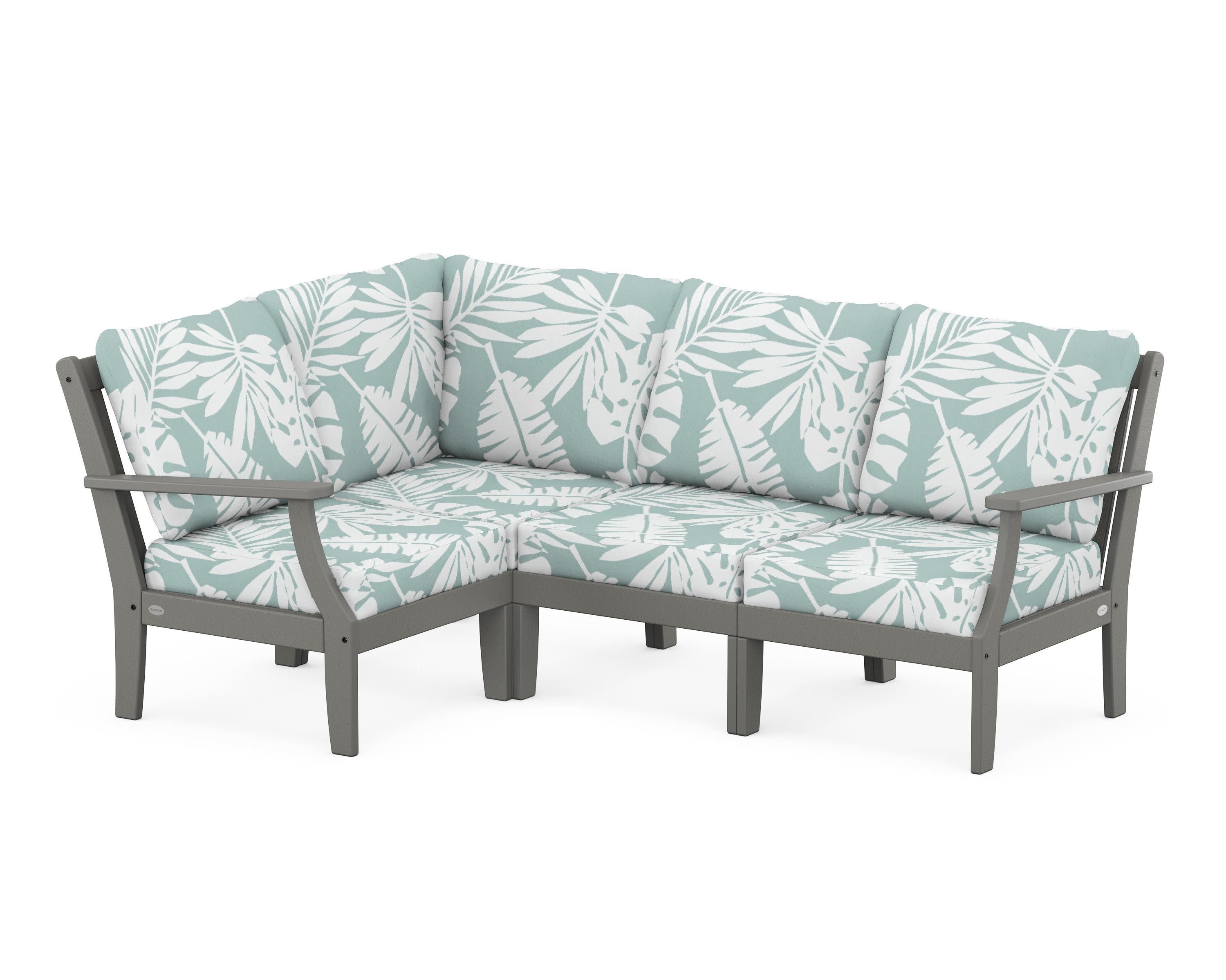 Braxton Modular 4-Piece Deep Seating Set in Slate Grey / Leaf Glacier Spa