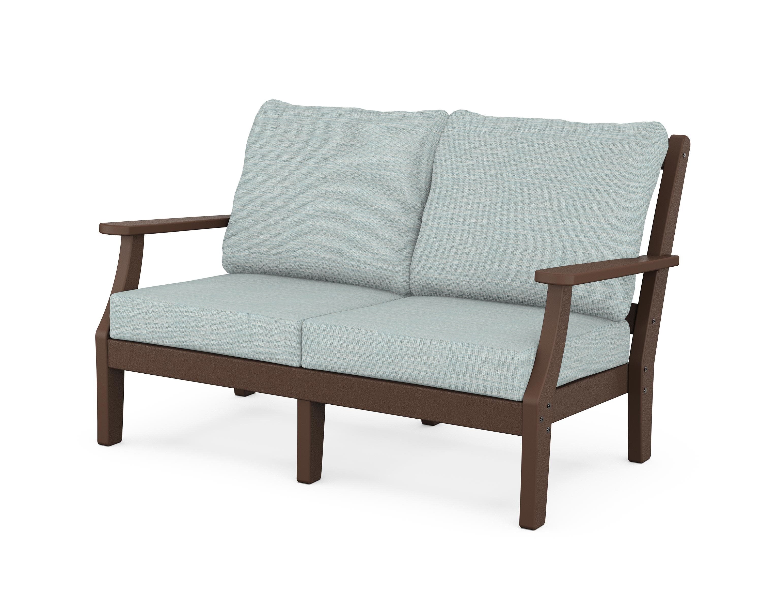 Chinoiserie Deep Seating Loveseat in Mahogany / Soothe Mist