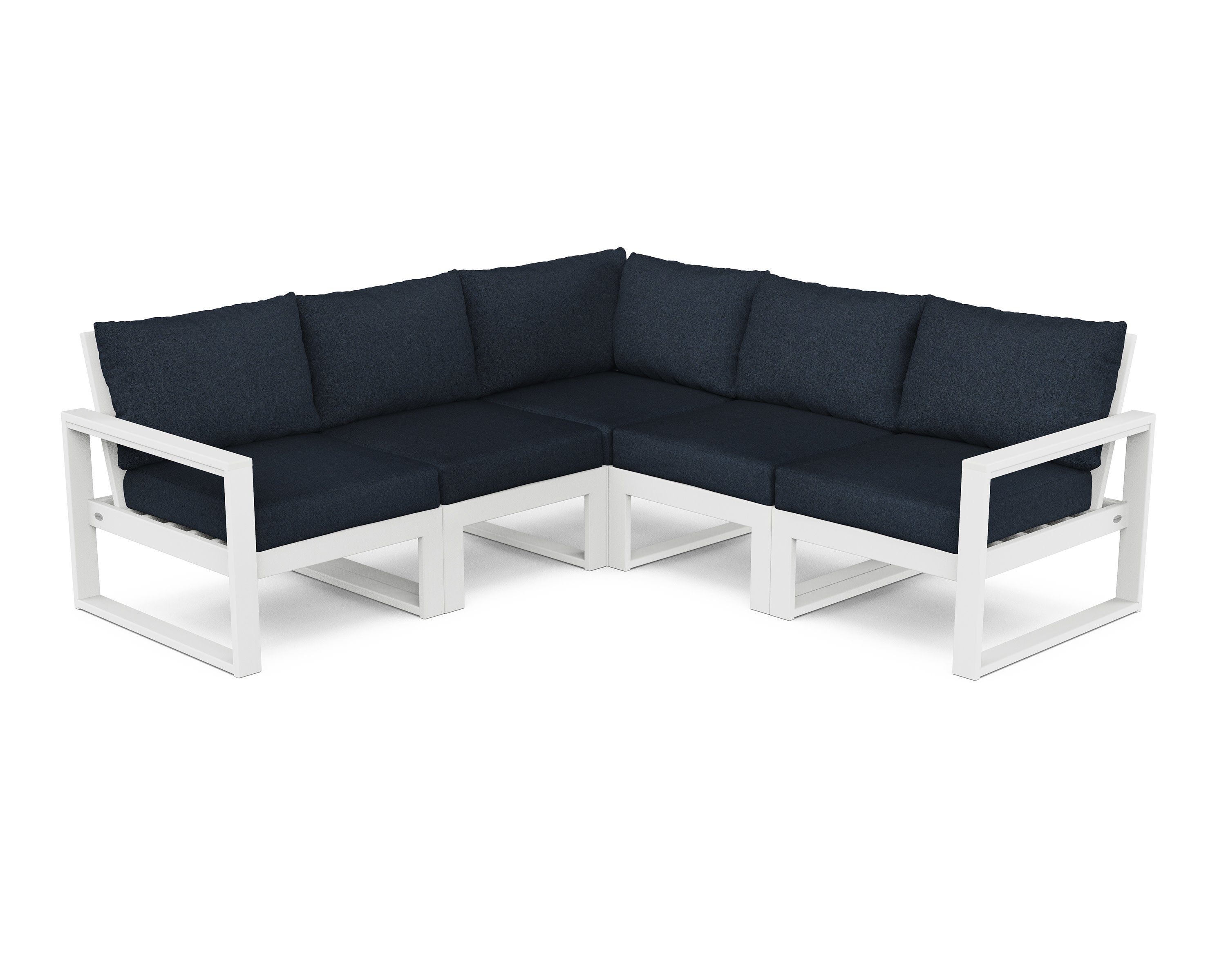 EDGE 5-Piece Modular Deep Seating Set in White / Marine Indigo