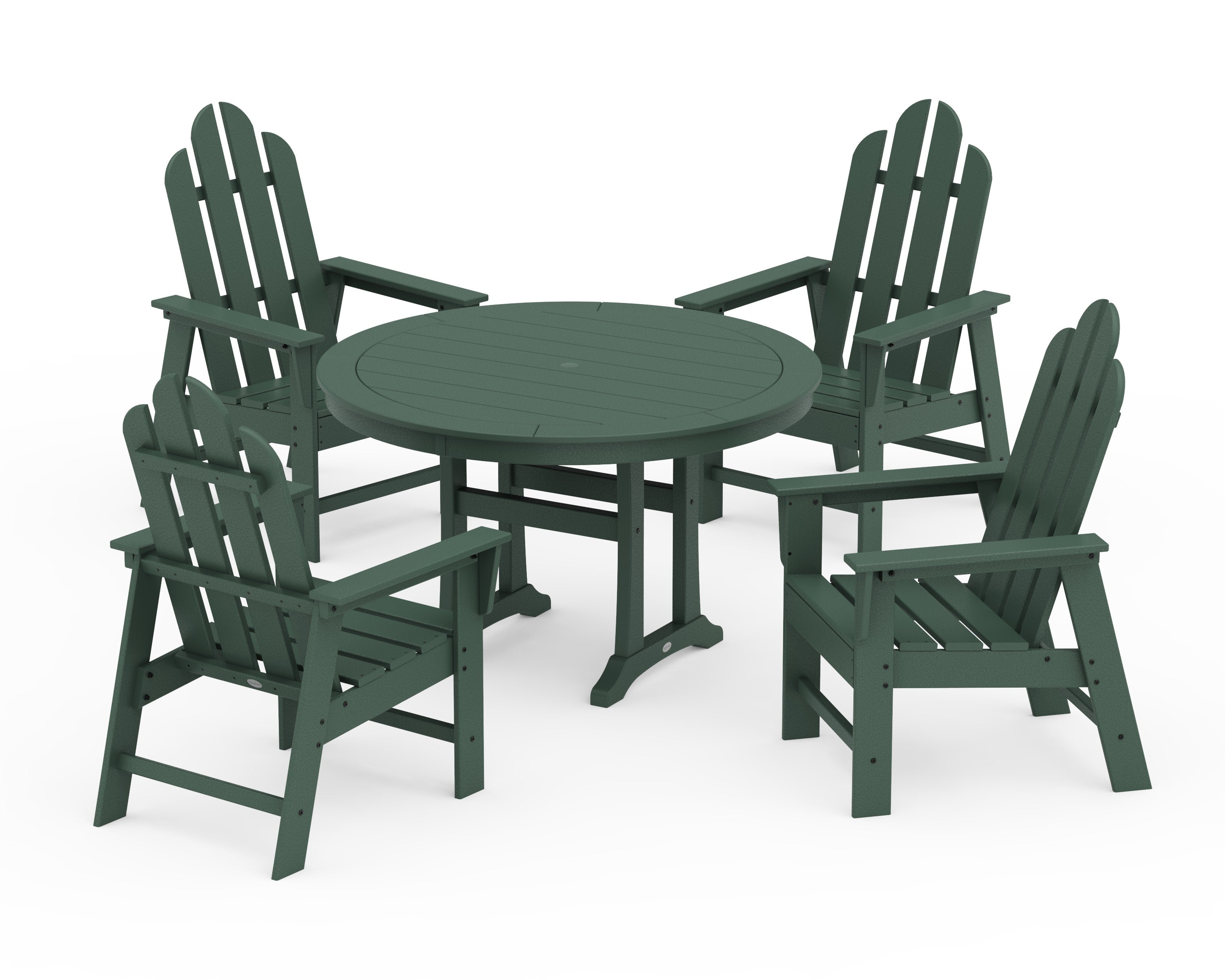 Long Island 5-Piece Round Dining Set with Trestle Legs in Green
