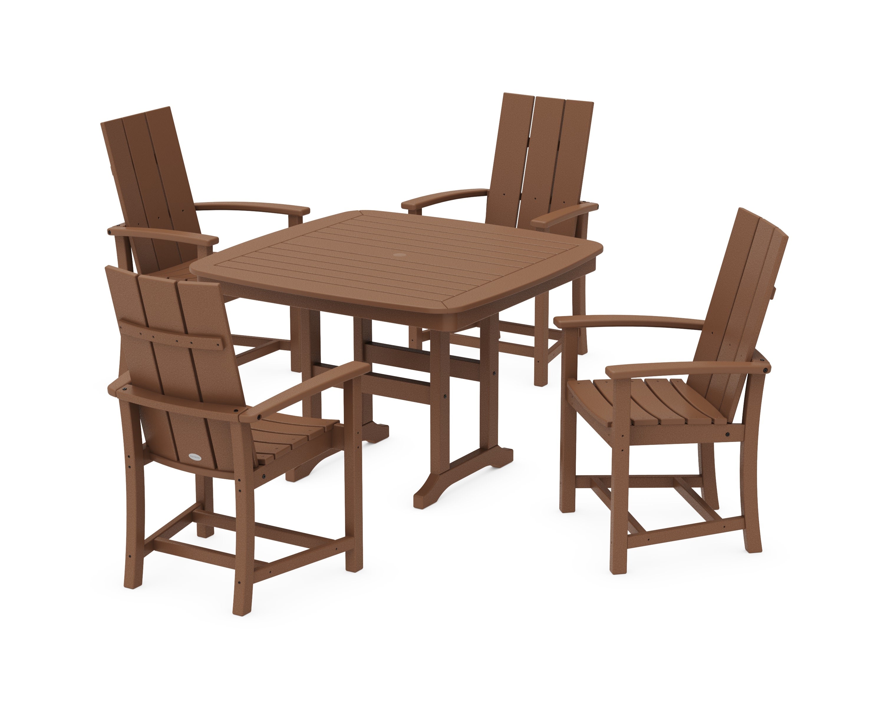 Modern Adirondack 5-Piece Dining Set with Trestle Legs in Teak
