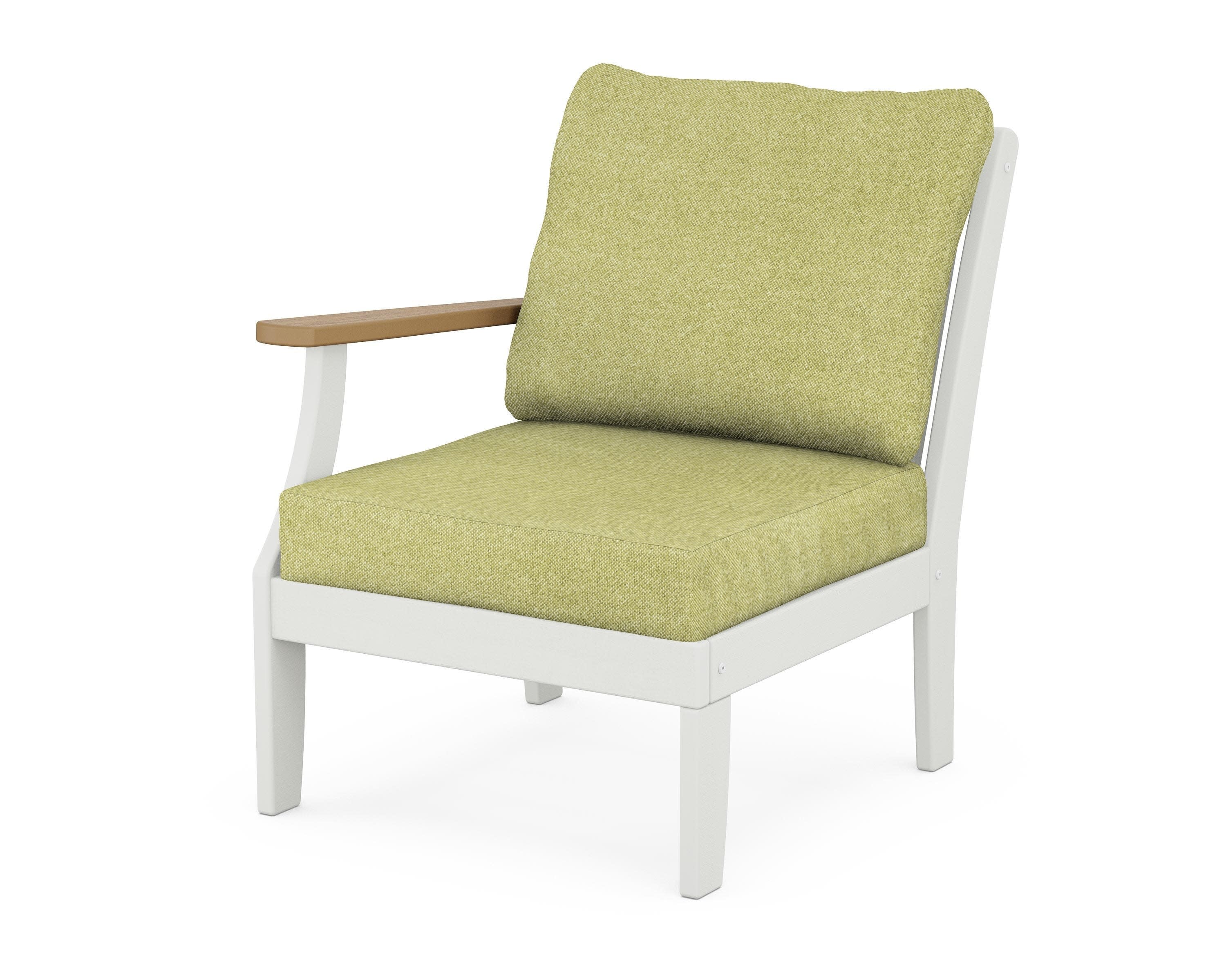 Braxton Modular Left Arm Chair in White / Natural / Chartreuse Boucle
