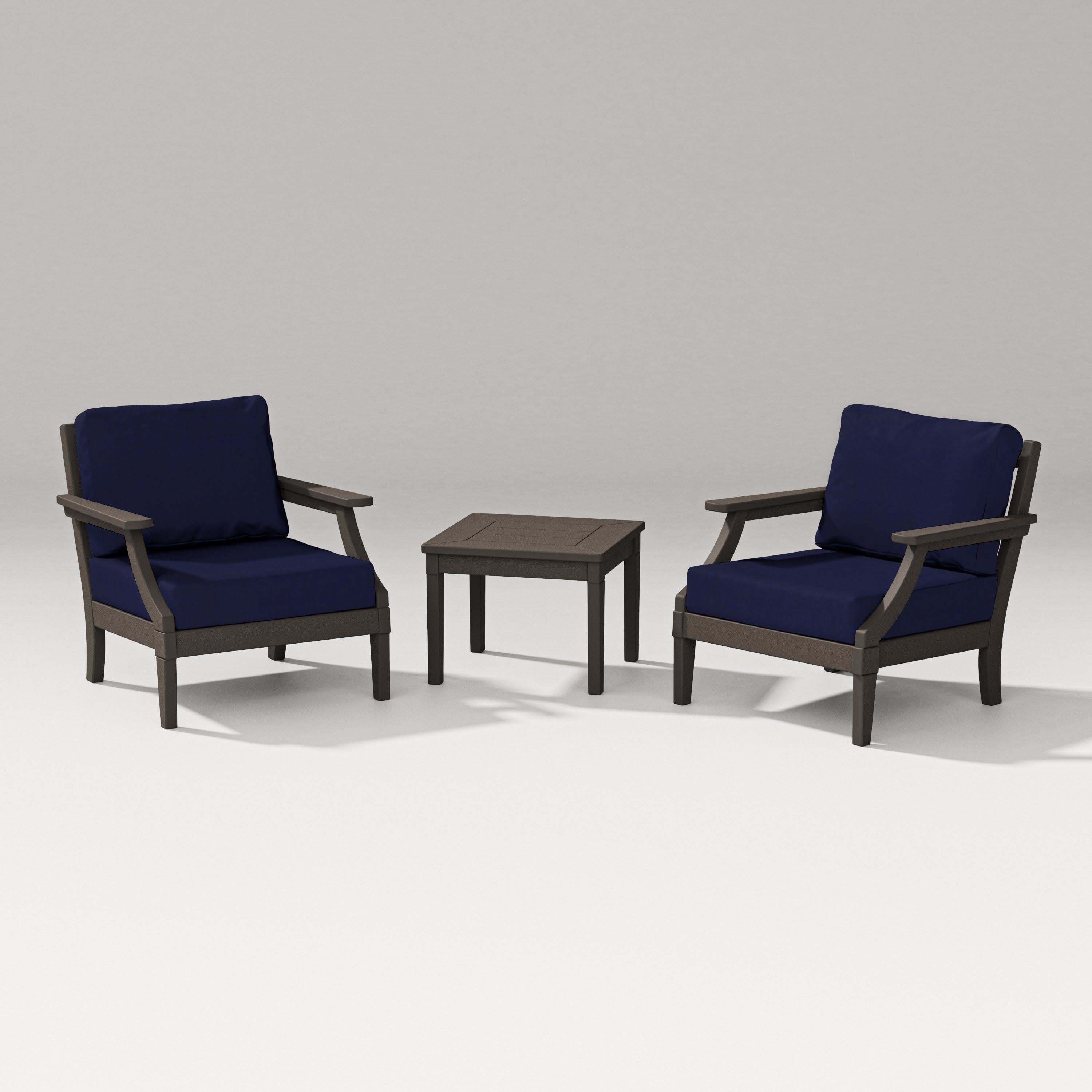 Estate 3-Piece Lounge Chair Set in Vintage Coffee / Navy