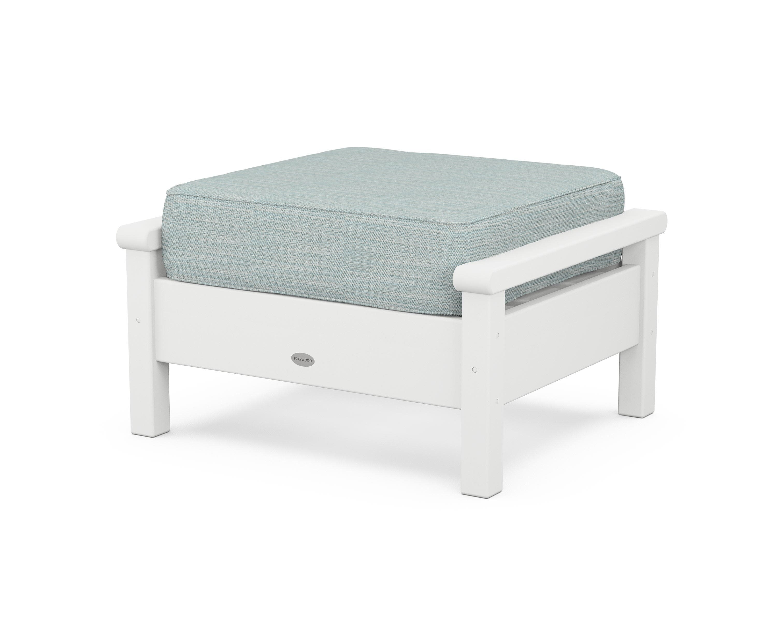 Harbour Deep Seating Ottoman in White / Soothe Mist
