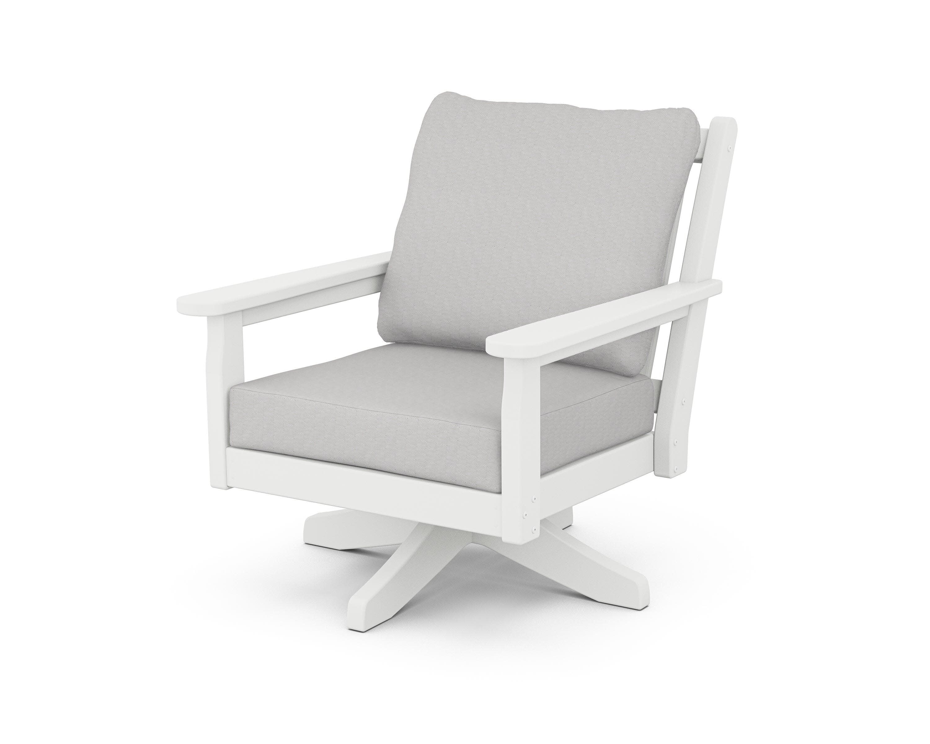 Chippendale Deep Seating Swivel Chair in White / Diamond in the Rough