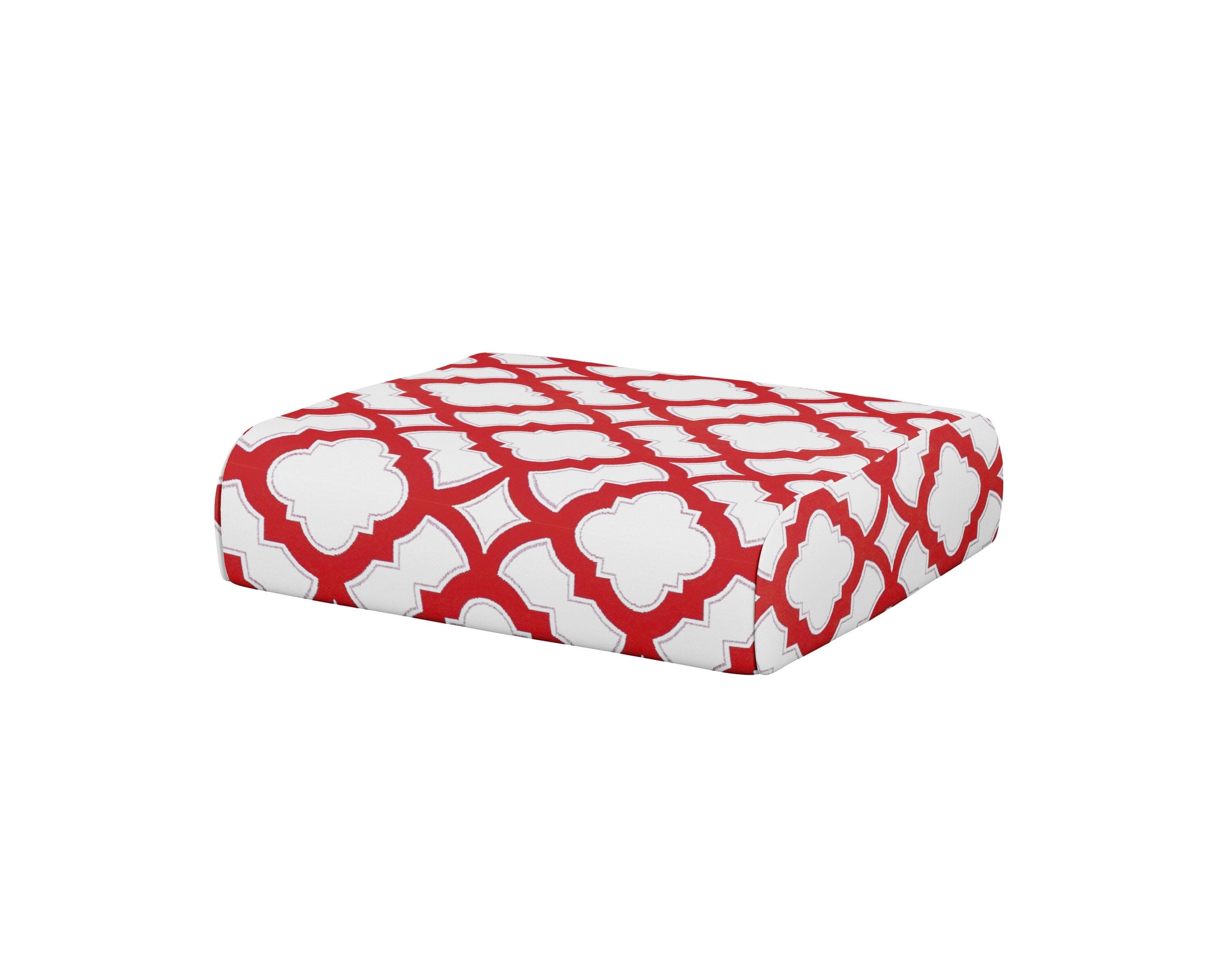 Club Ottoman Cushion in Trellis Crimson