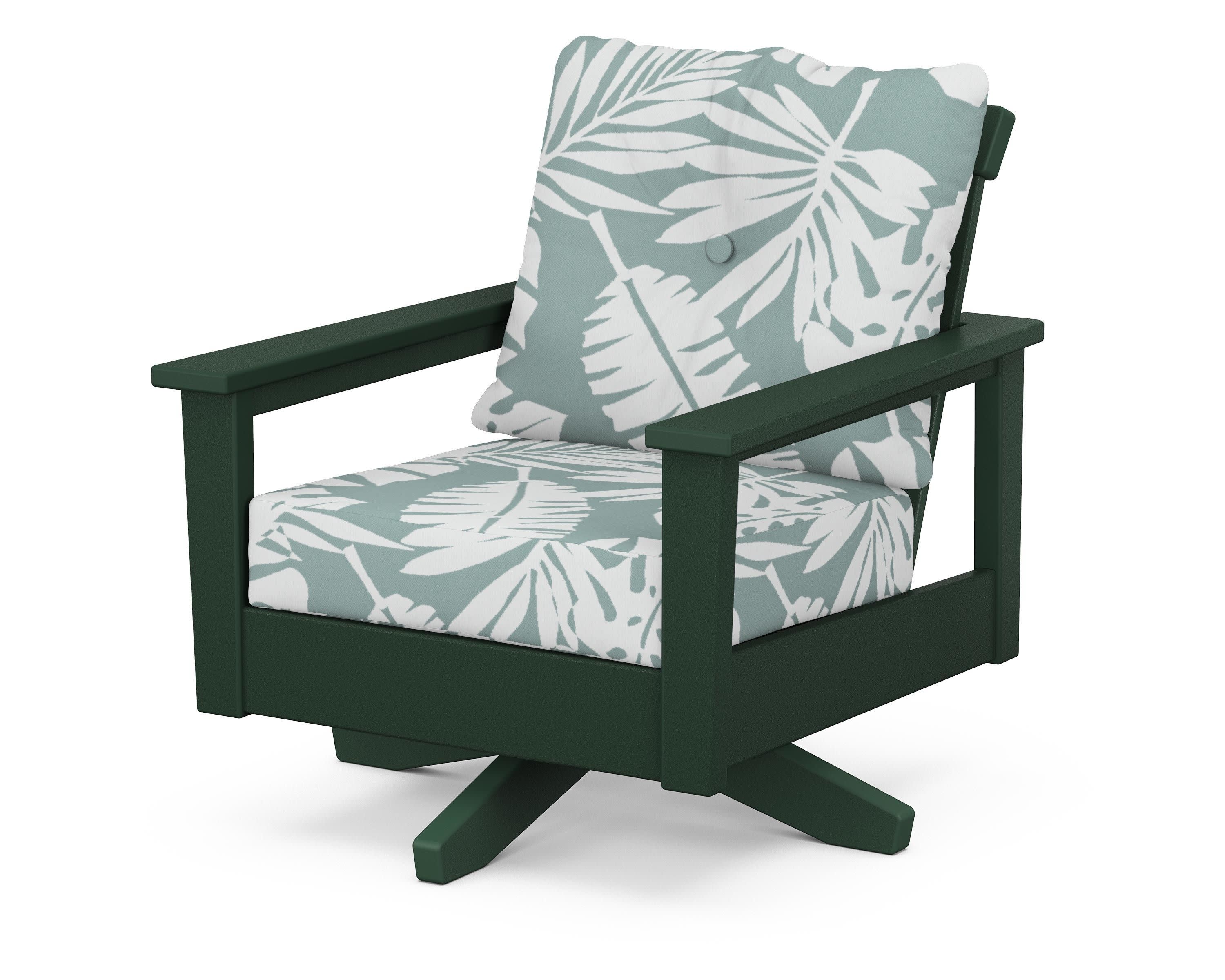 Prescott Deep Seating Swivel Chair in Green / Leaf Glacier Spa