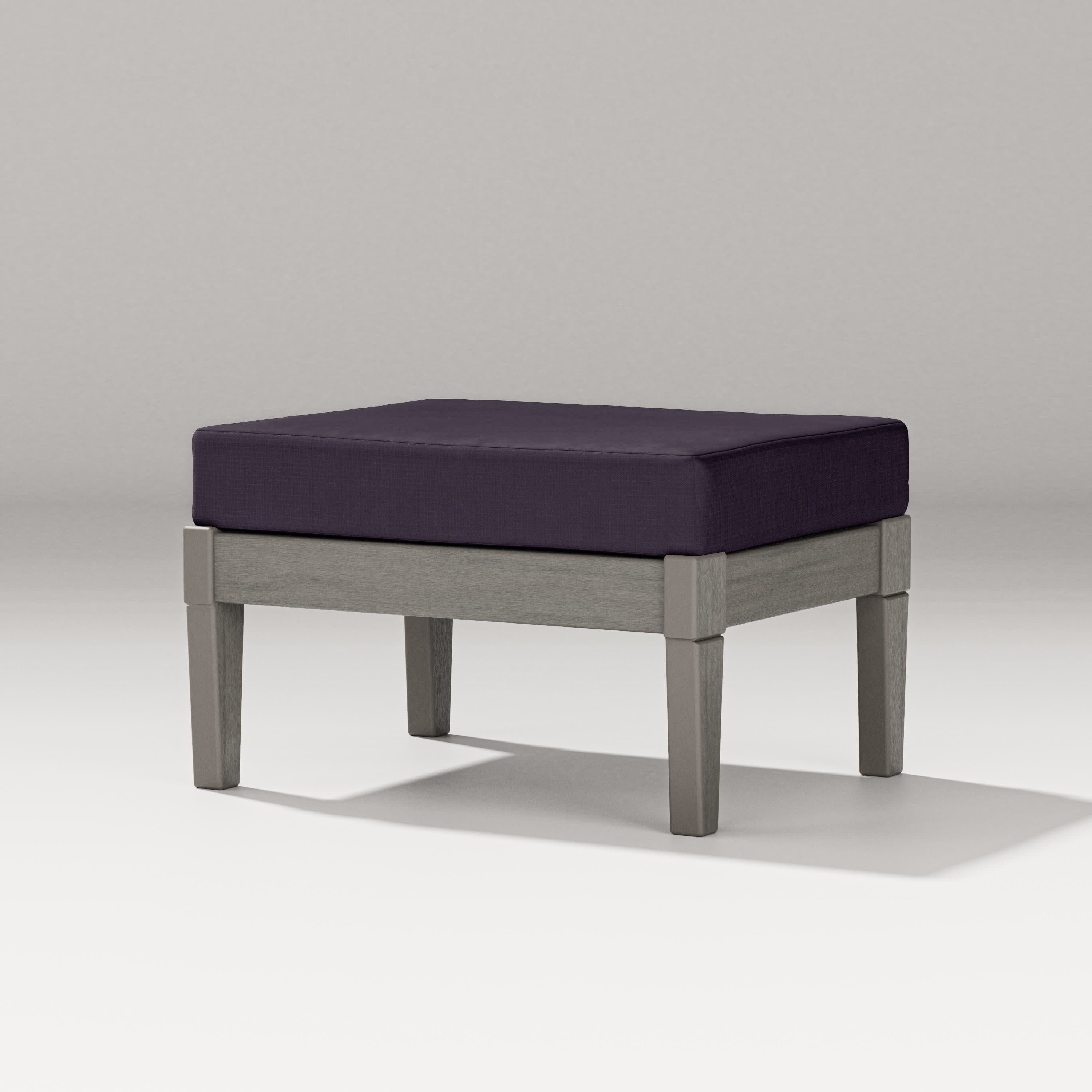 Estate Lounge Ottoman in Driftwood / Navy Linen