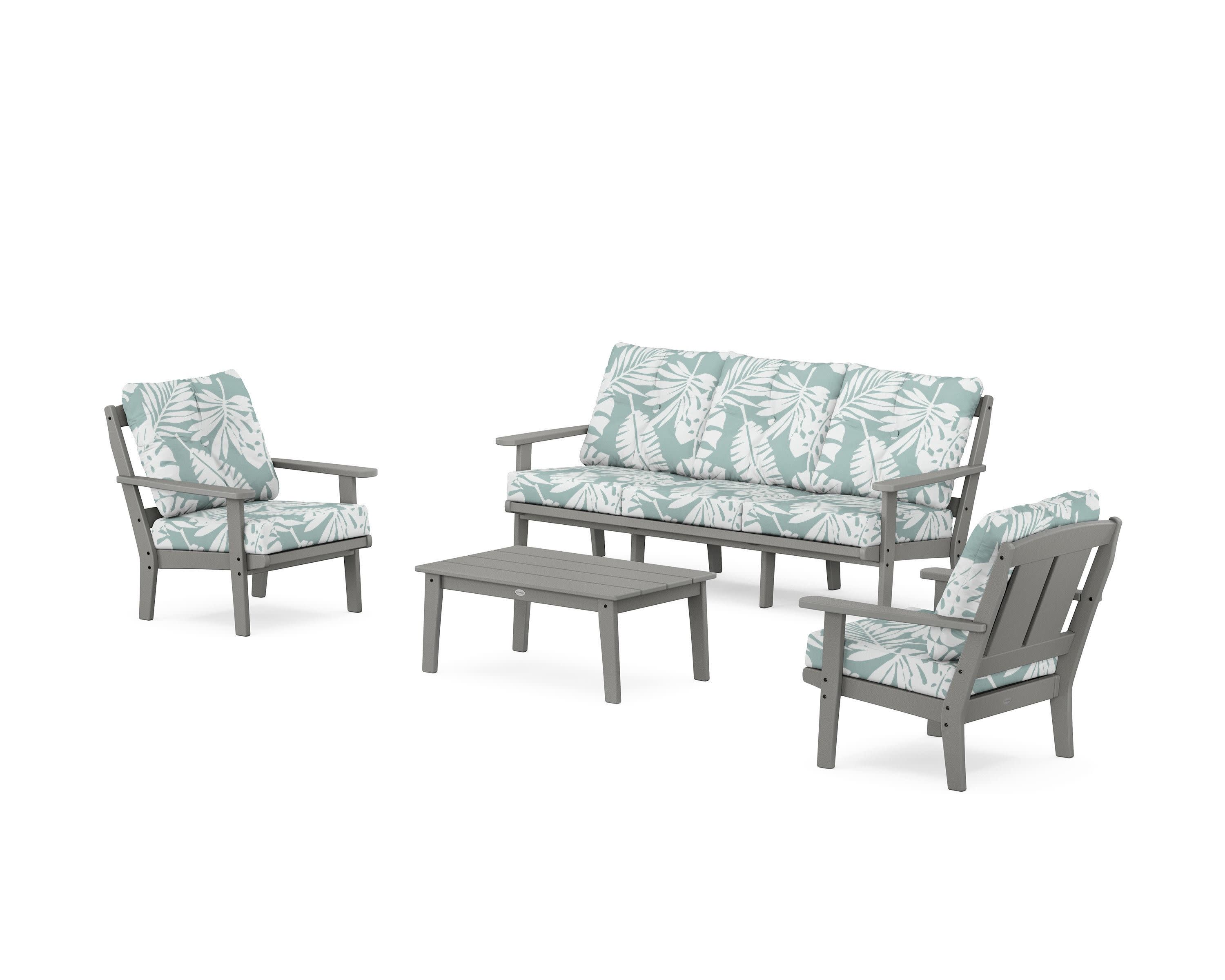 Mission 4-Piece Deep Seating Set with Sofa in Slate Grey / Leaf Glacier Spa