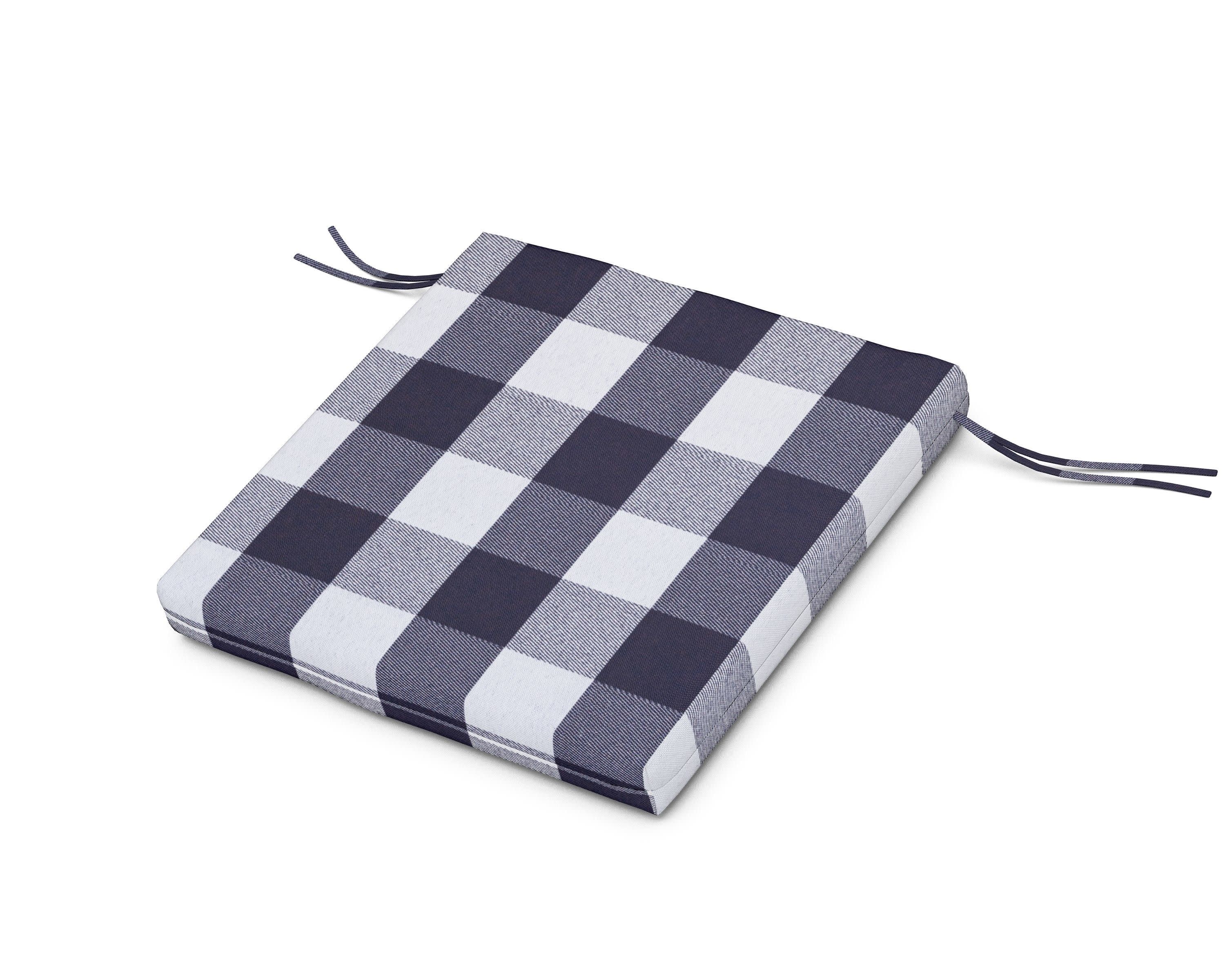 Seat Cushion 21.5"D x 21"W x 2.5"H in Buffalo Plaid Navy