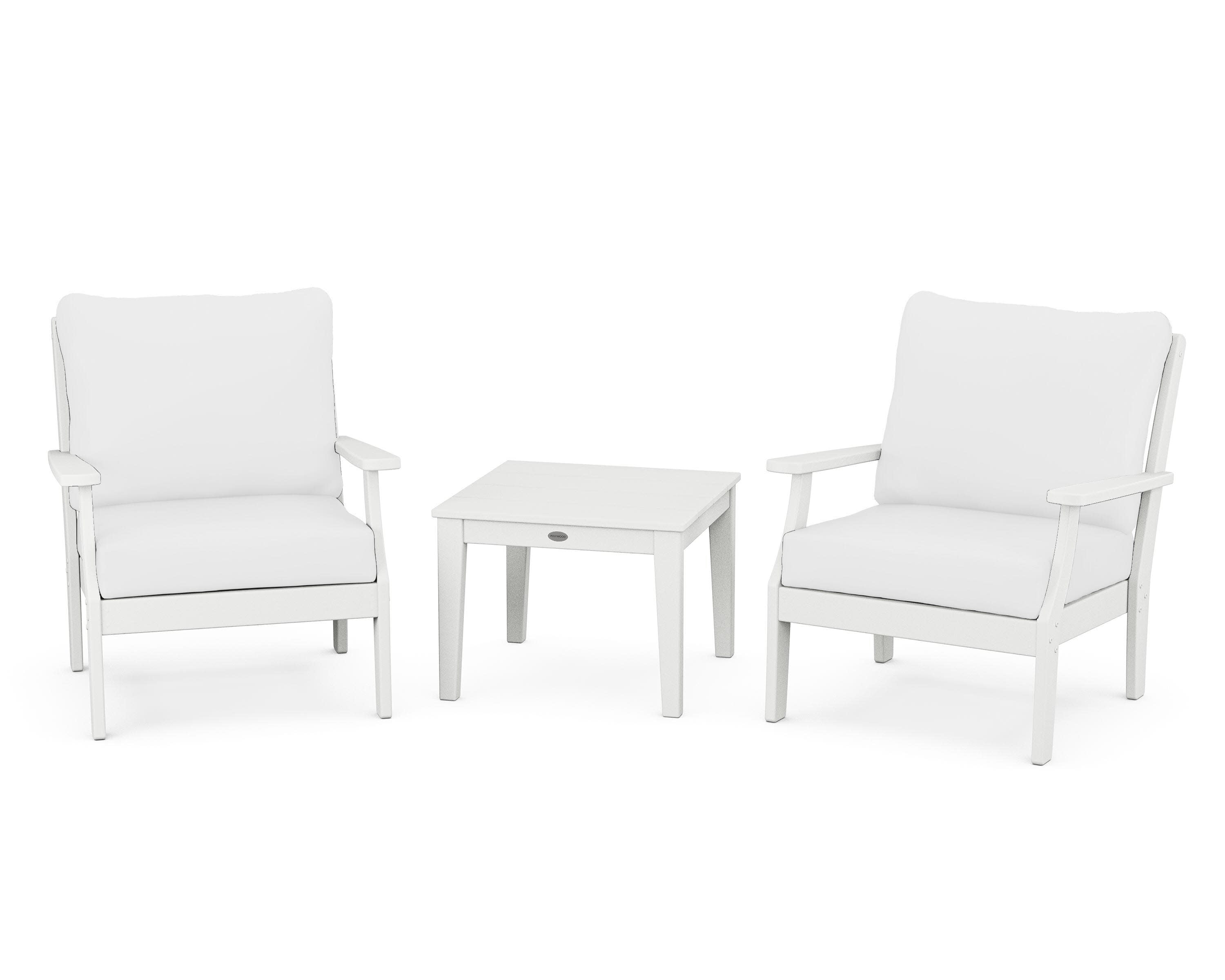 Braxton 3-Piece Deep Seating Set in White / Natural