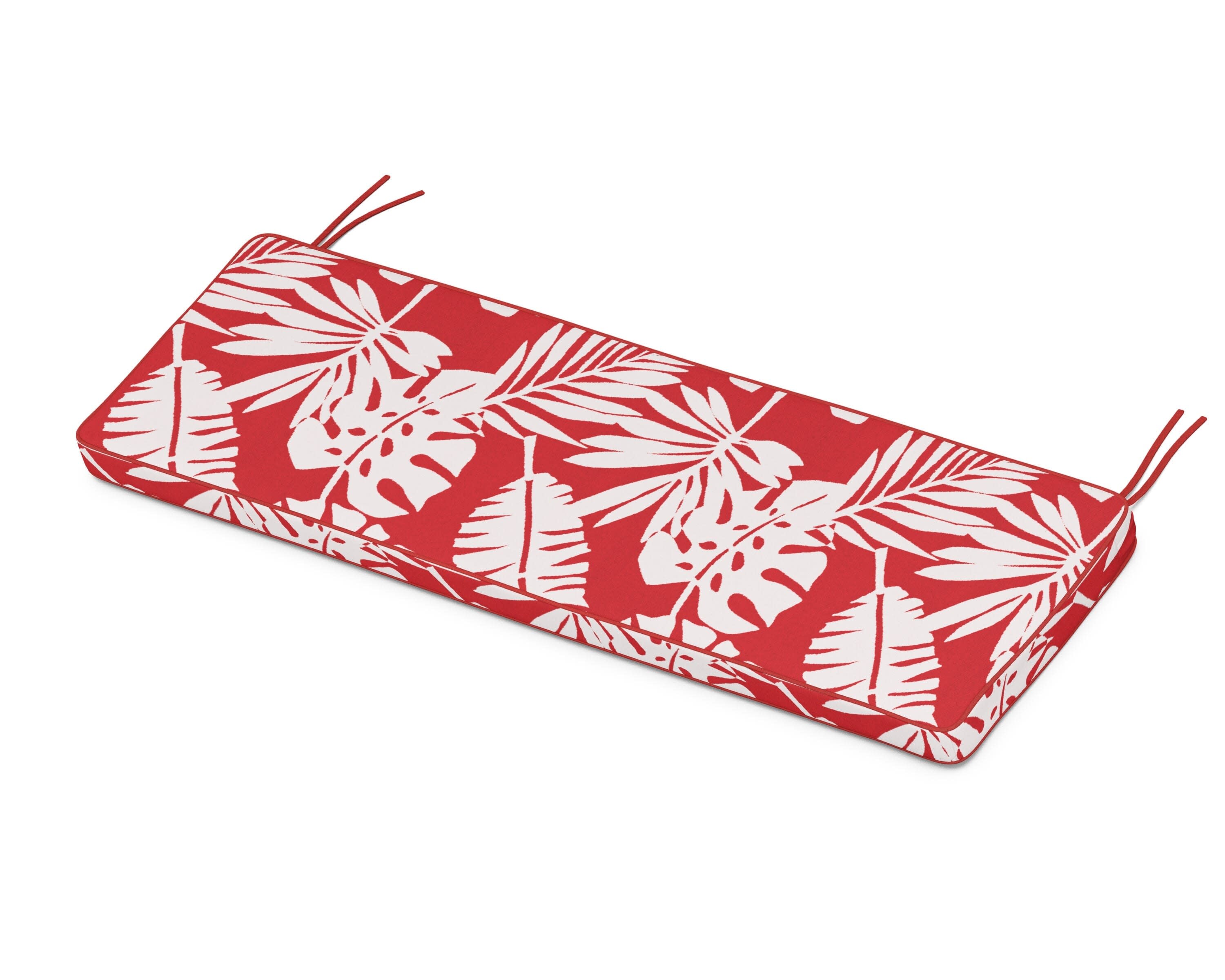 Chinoiserie Bench Seat Cushion in Leaf Crimson